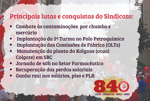 Principais lutas e conquistas do Sindicato