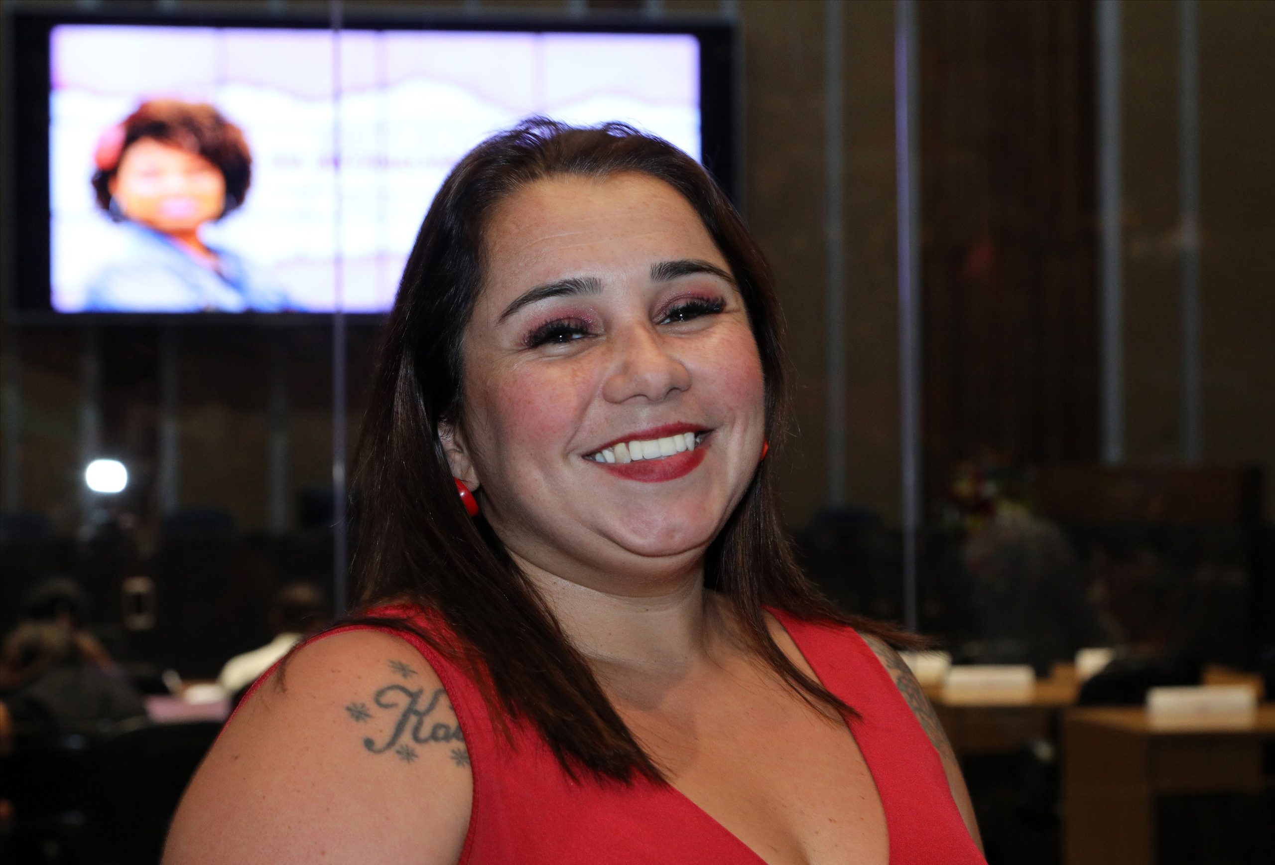 Sessão Solene às Mulheres lutadoras em homenagem ao mês da mulher organizado pela vereadora Ana Nice na Câmara Municipal de São Bernardo do Campo, Palácio João Ramalho- Plenário Tereza Delta. Praça Samuel Sabatini, 50 - Centro,São Bernardo do Campo-SP. Fotos Dino Santos. Brasil_23_03_2023.