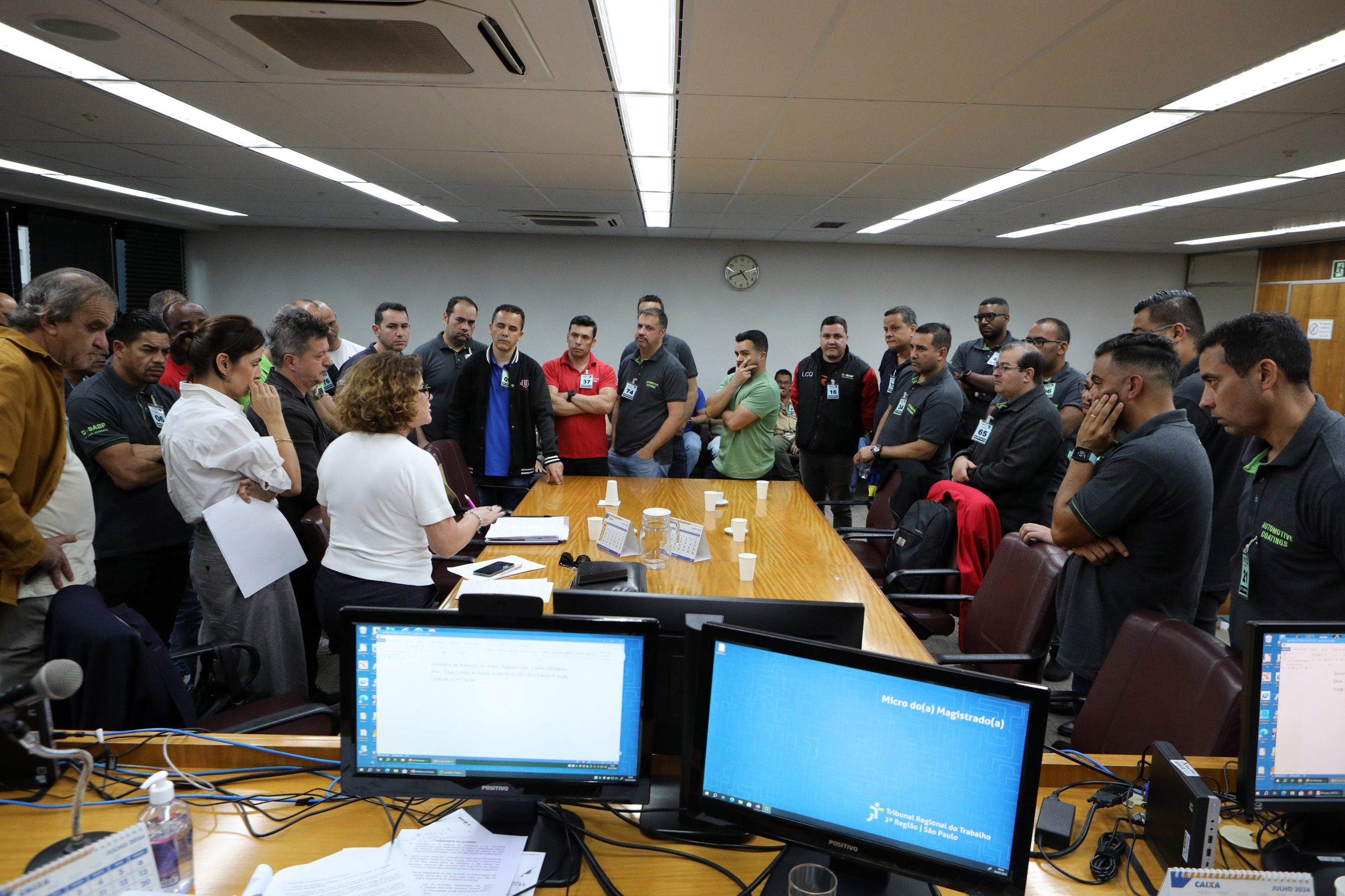 Segunda audiência de conciliação entre BASF e Sindicato dos Químicos do ABC no Tribunal Regional do Trabalho (TRT) - São Paulo - SP. Fotos Dino Santos. Brasil_03_07_2024.