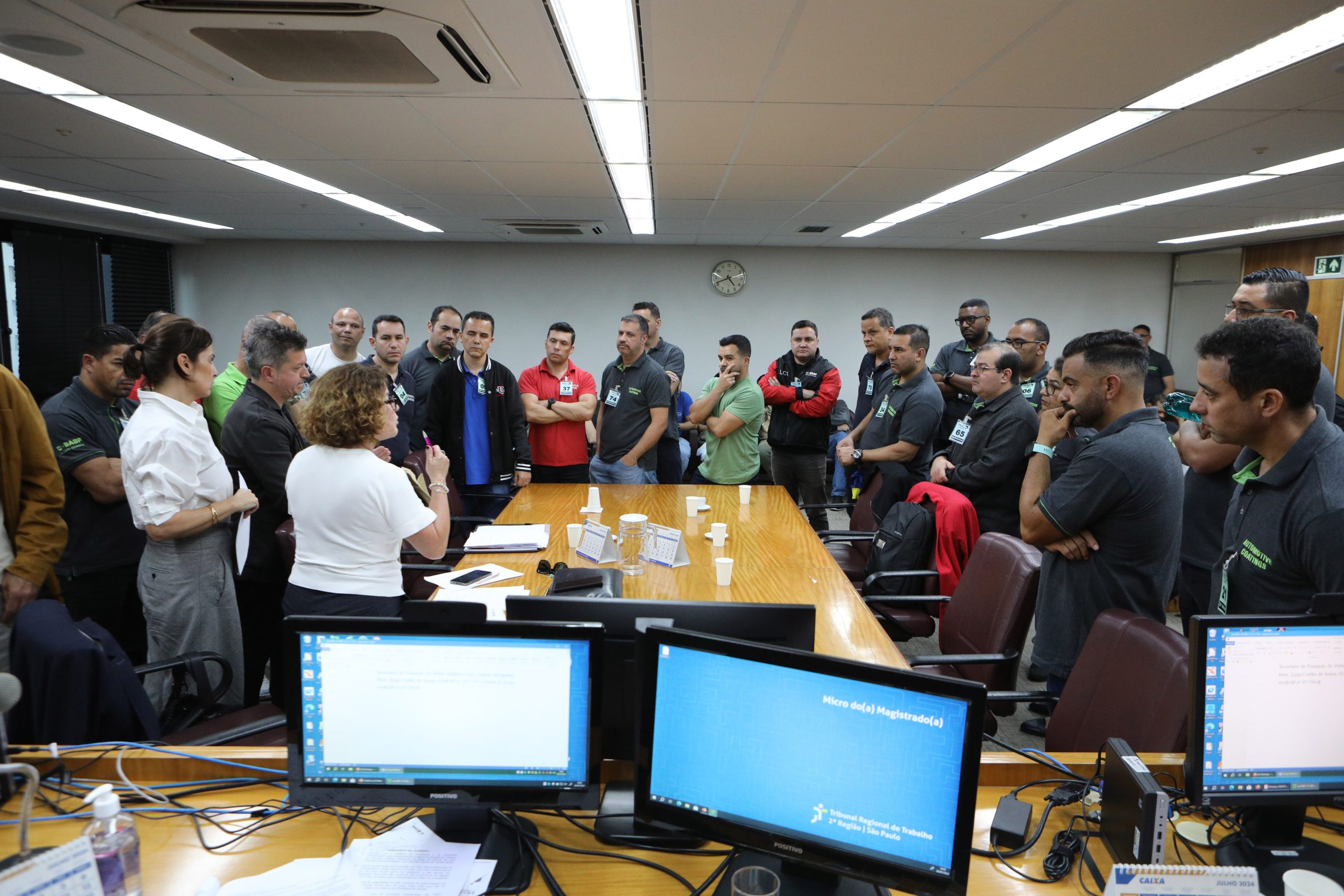 Segunda audiência de conciliação entre BASF e Sindicato dos Químicos do ABC no Tribunal Regional do Trabalho (TRT) - São Paulo - SP. Fotos Dino Santos. Brasil_03_07_2024.