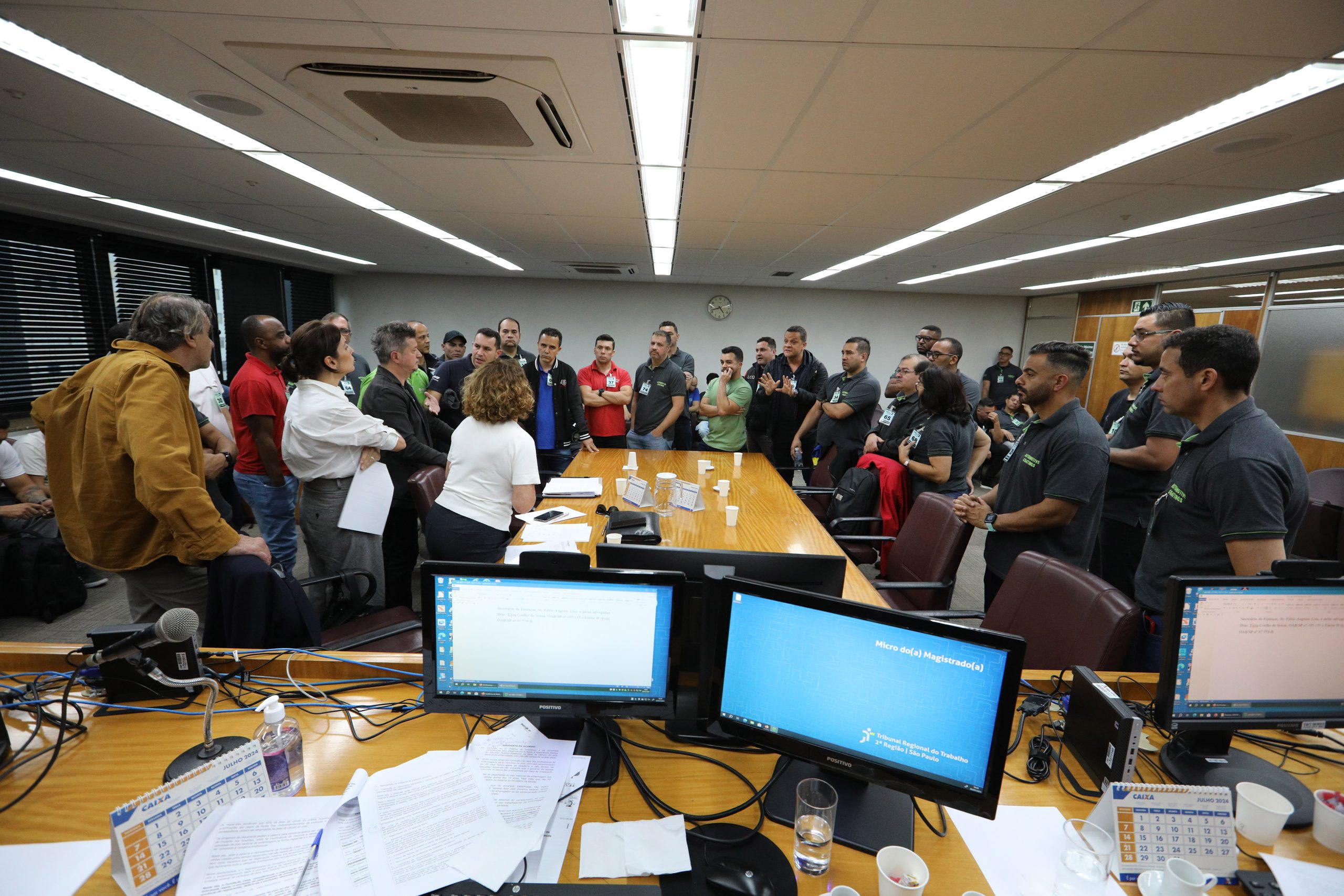 Segunda audiência de conciliação entre BASF e Sindicato dos Químicos do ABC no Tribunal Regional do Trabalho (TRT) - São Paulo - SP. Fotos Dino Santos. Brasil_03_07_2024.