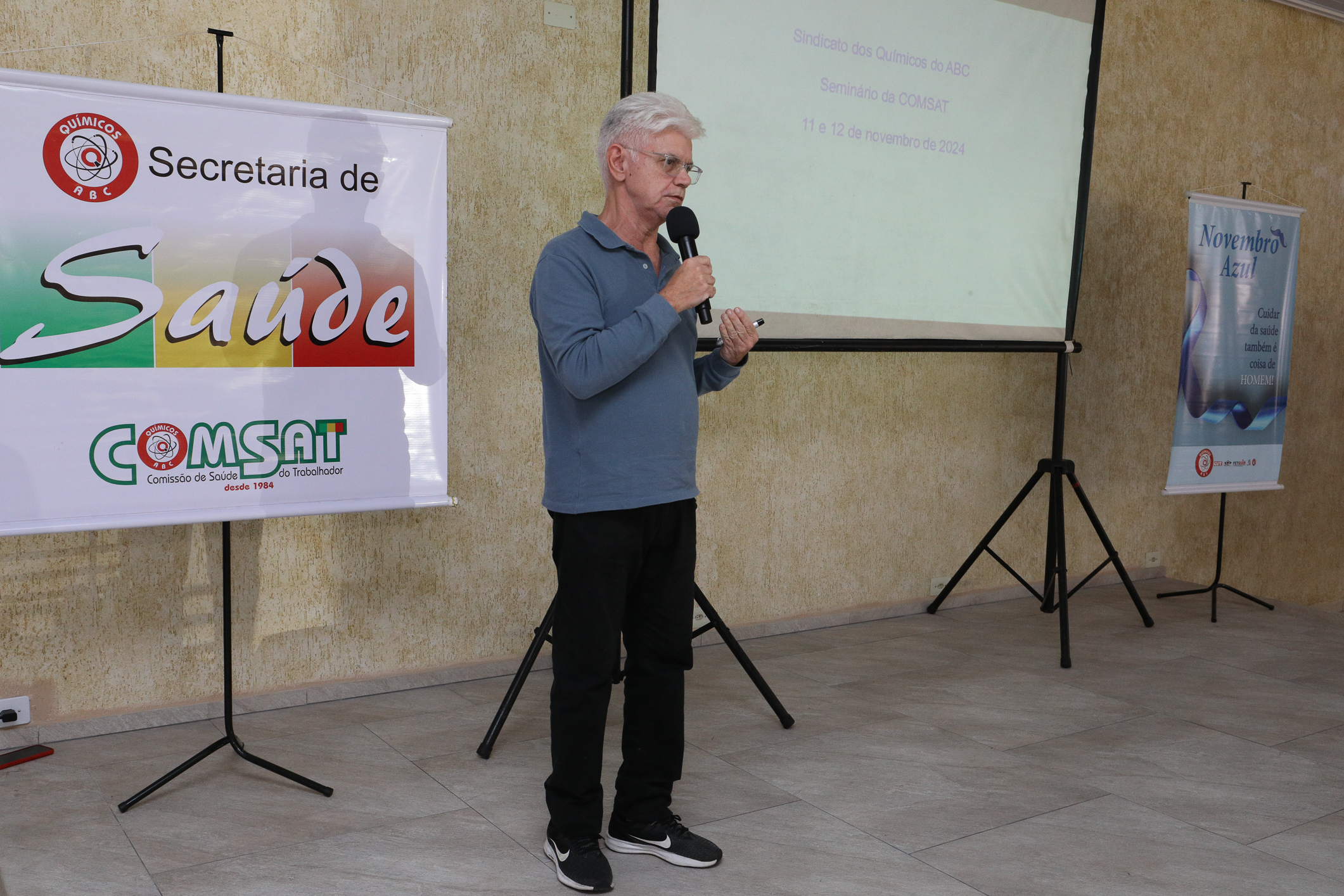 Seminário de Planejamento da COMSAT e palestra sobre a conscientização  a respeito de doenças masculinas com o Dr. Ivan Costa realizado na Chácara do Tatu.  Estrada Pouso Alegre, 169 Rio Grande da Serra. Fotos Dino Santos. BRASIL_12_11_2024.