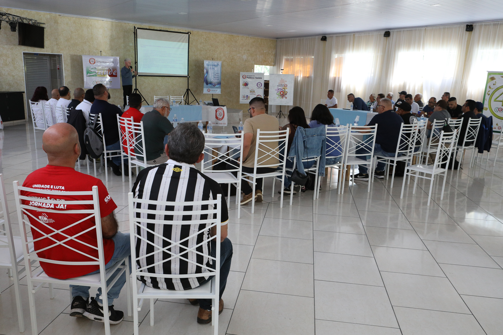 Seminário de Planejamento da COMSAT e palestra sobre a conscientização  a respeito de doenças masculinas com o Dr. Ivan Costa realizado na Chácara do Tatu.  Estrada Pouso Alegre, 169 Rio Grande da Serra. Fotos Dino Santos. BRASIL_12_11_2024.