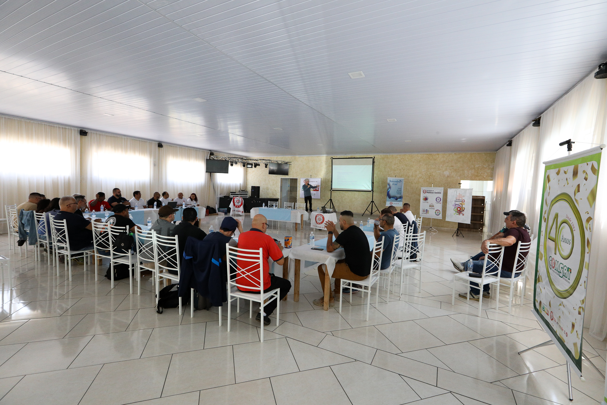 Seminário de Planejamento da COMSAT e palestra sobre a conscientização  a respeito de doenças masculinas com o Dr. Ivan Costa realizado na Chácara do Tatu.  Estrada Pouso Alegre, 169 Rio Grande da Serra. Fotos Dino Santos. BRASIL_12_11_2024.