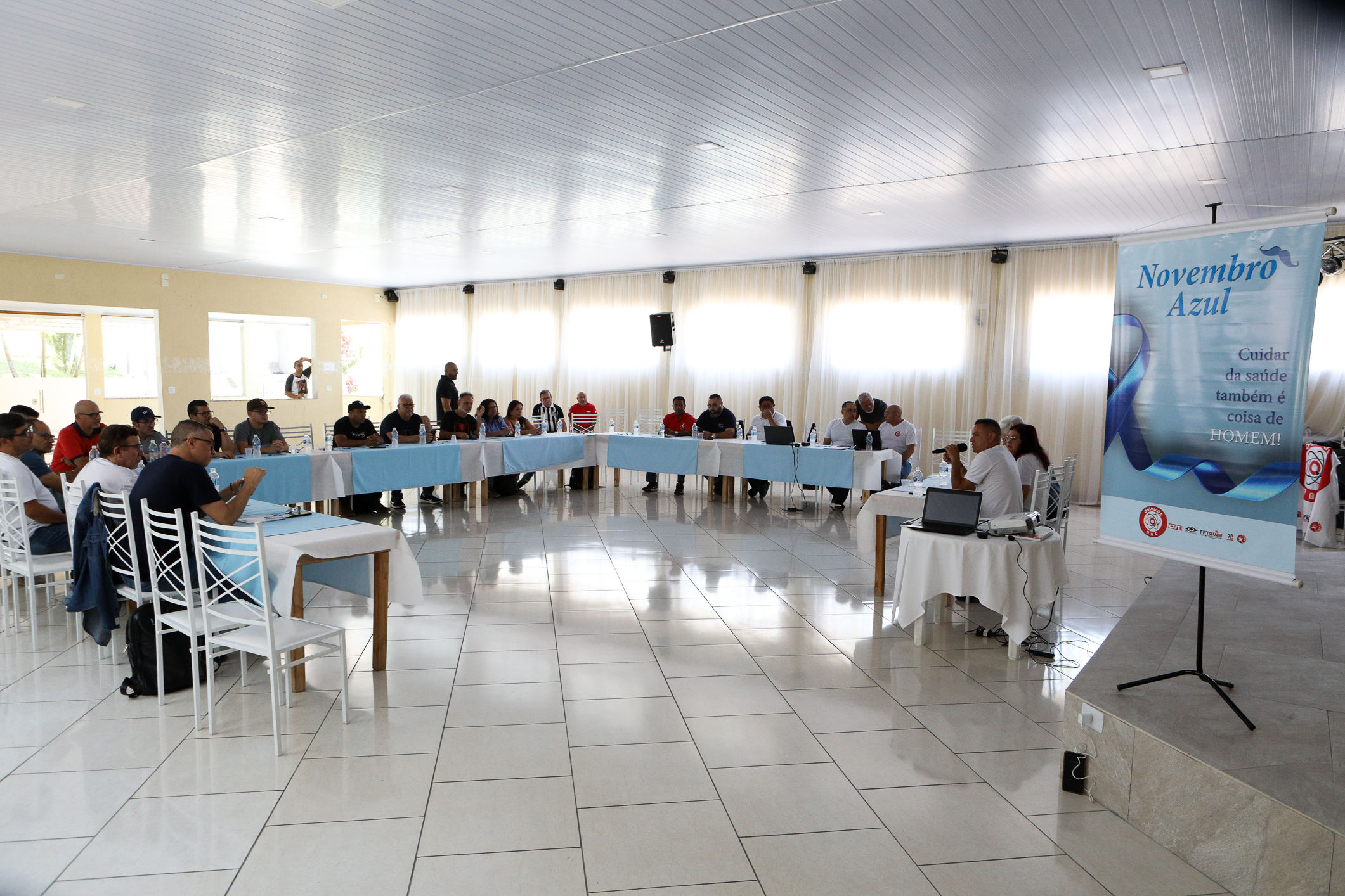 Seminário de Planejamento da COMSAT e palestra sobre a conscientização  a respeito de doenças masculinas com o Dr. Ivan Costa realizado na Chácara do Tatu.  Estrada Pouso Alegre, 169 Rio Grande da Serra. Fotos Dino Santos. BRASIL_12_11_2024.