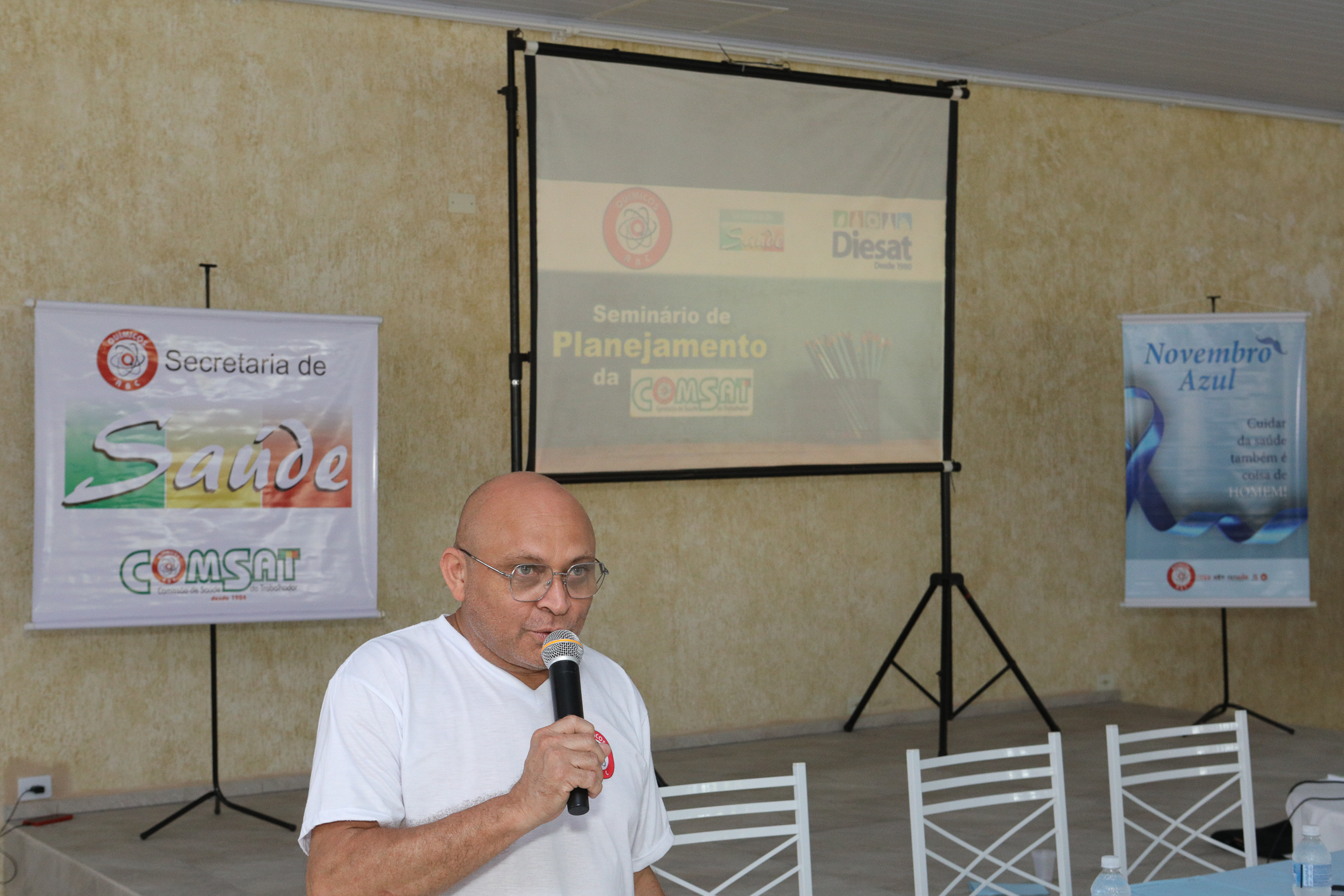 Seminário de Planejamento da COMSAT e palestra sobre a conscientização  a respeito de doenças masculinas com o Dr. Ivan Costa realizado na Chácara do Tatu.  Estrada Pouso Alegre, 169 Rio Grande da Serra. Fotos Dino Santos. BRASIL_12_11_2024.