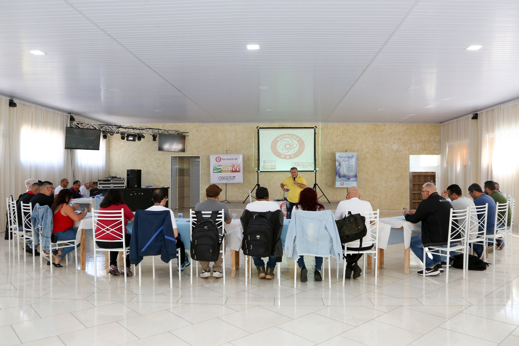 Seminário de Planejamento da COMSAT e palestra sobre a conscientização  a respeito de doenças masculinas com o Dr. Ivan Costa realizado na Chácara do Tatu.  Estrada Pouso Alegre, 169 Rio Grande da Serra. Fotos Dino Santos. BRASIL_12_11_2024.