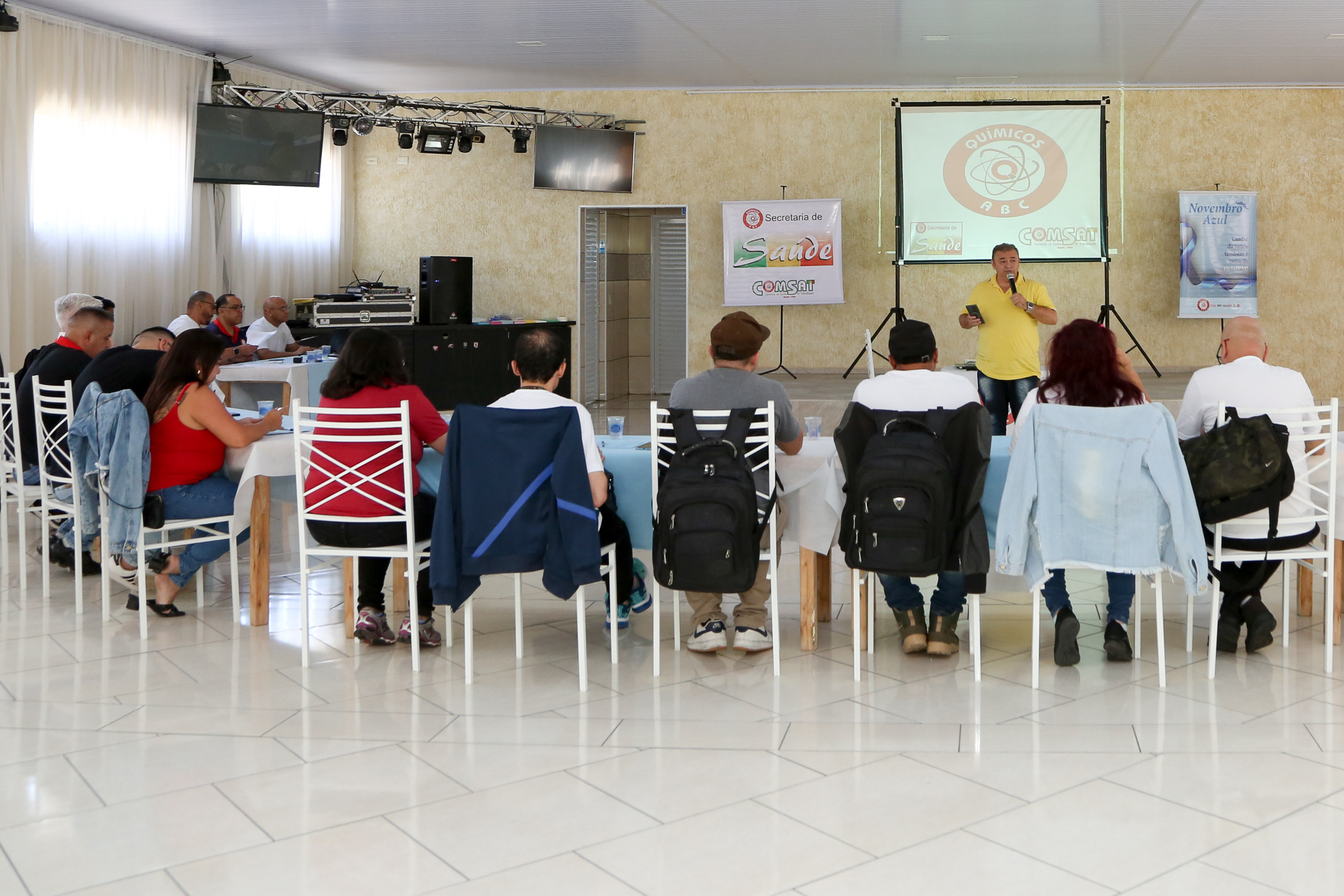 Seminário de Planejamento da COMSAT e palestra sobre a conscientização  a respeito de doenças masculinas com o Dr. Ivan Costa realizado na Chácara do Tatu.  Estrada Pouso Alegre, 169 Rio Grande da Serra. Fotos Dino Santos. BRASIL_12_11_2024.