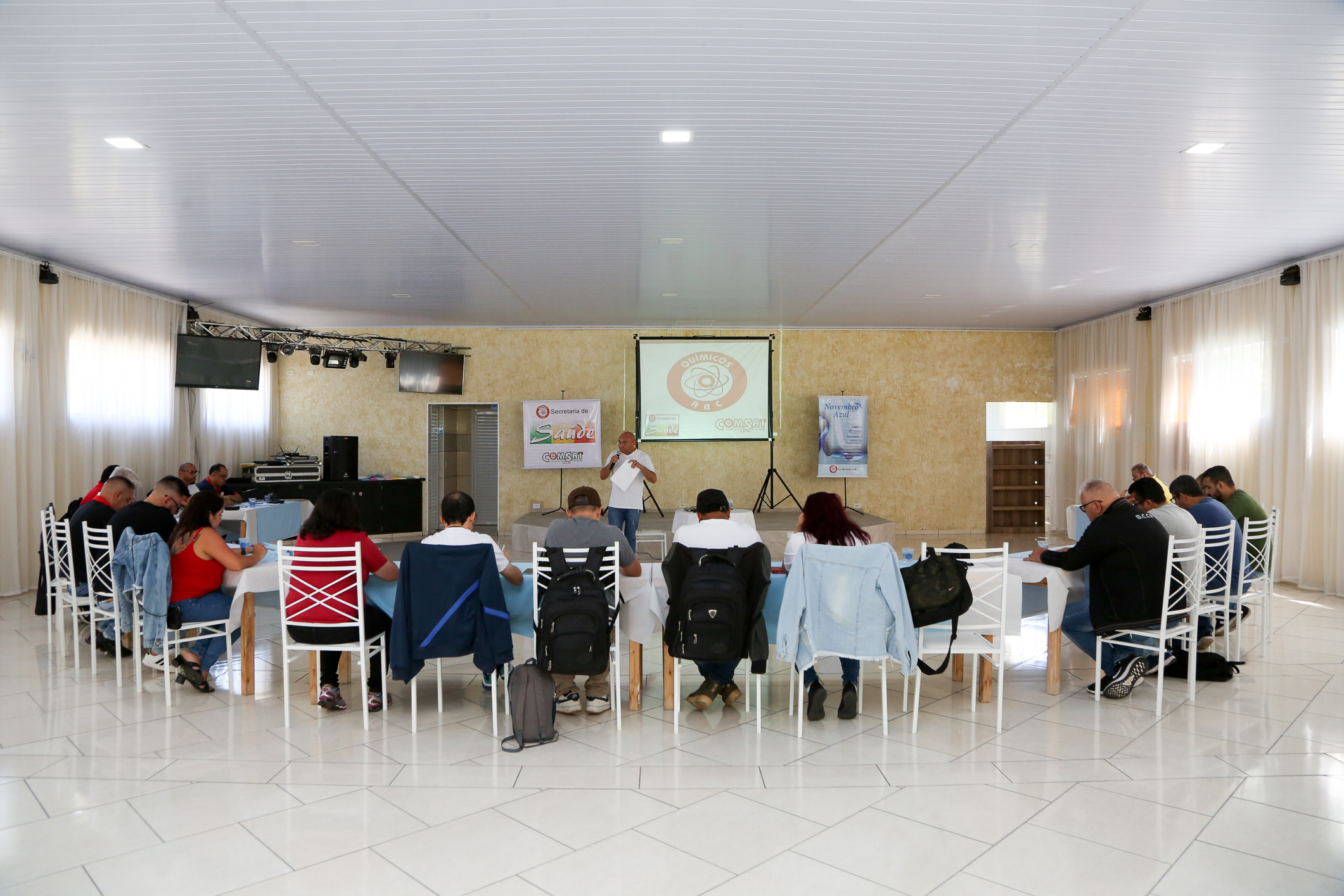 Seminário de Planejamento da COMSAT e palestra sobre a conscientização  a respeito de doenças masculinas com o Dr. Ivan Costa realizado na Chácara do Tatu.  Estrada Pouso Alegre, 169 Rio Grande da Serra. Fotos Dino Santos. BRASIL_12_11_2024.