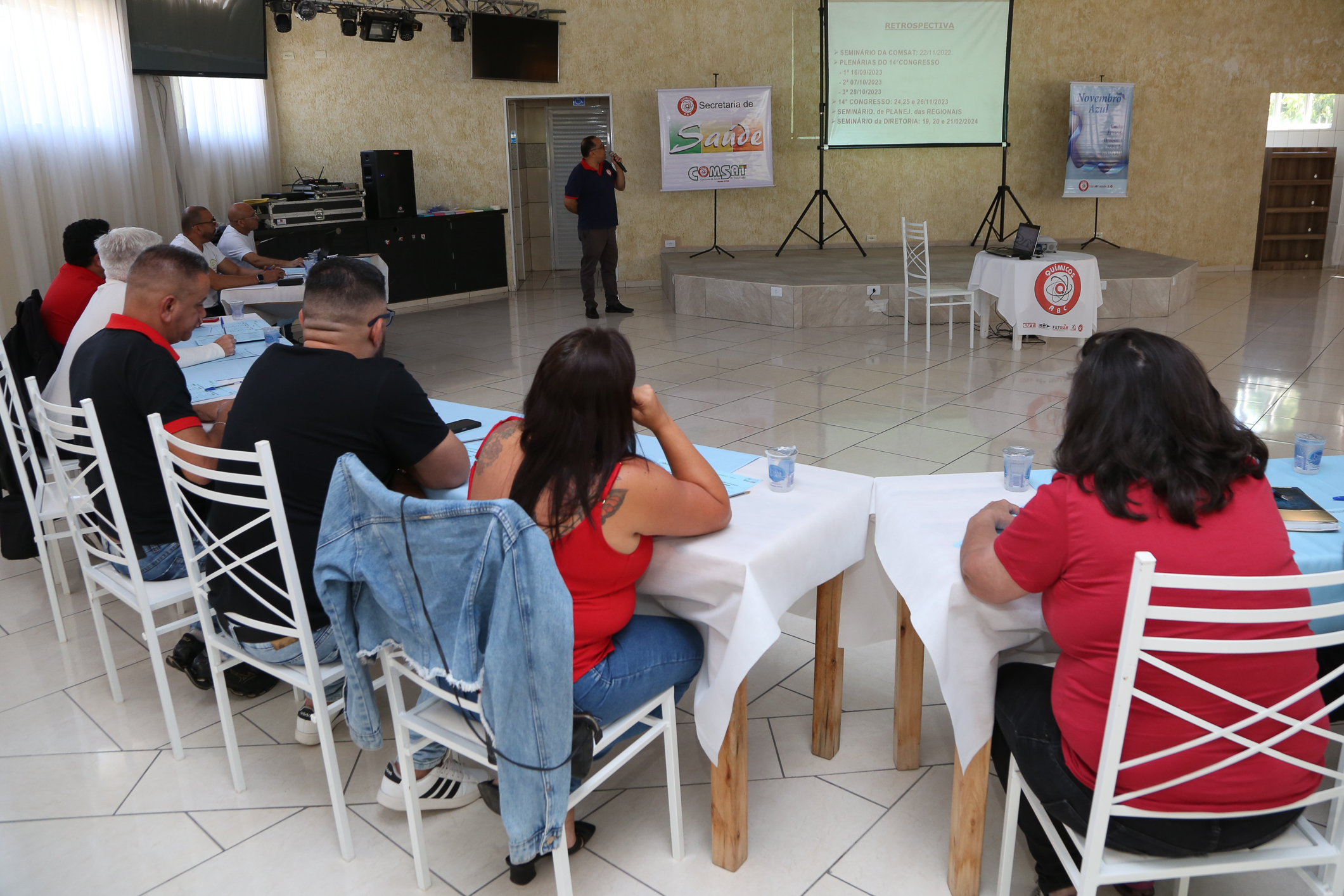 Seminário de Planejamento da COMSAT e palestra sobre a conscientização  a respeito de doenças masculinas com o Dr. Ivan Costa realizado na Chácara do Tatu.  Estrada Pouso Alegre, 169 Rio Grande da Serra. Fotos Dino Santos. BRASIL_12_11_2024.