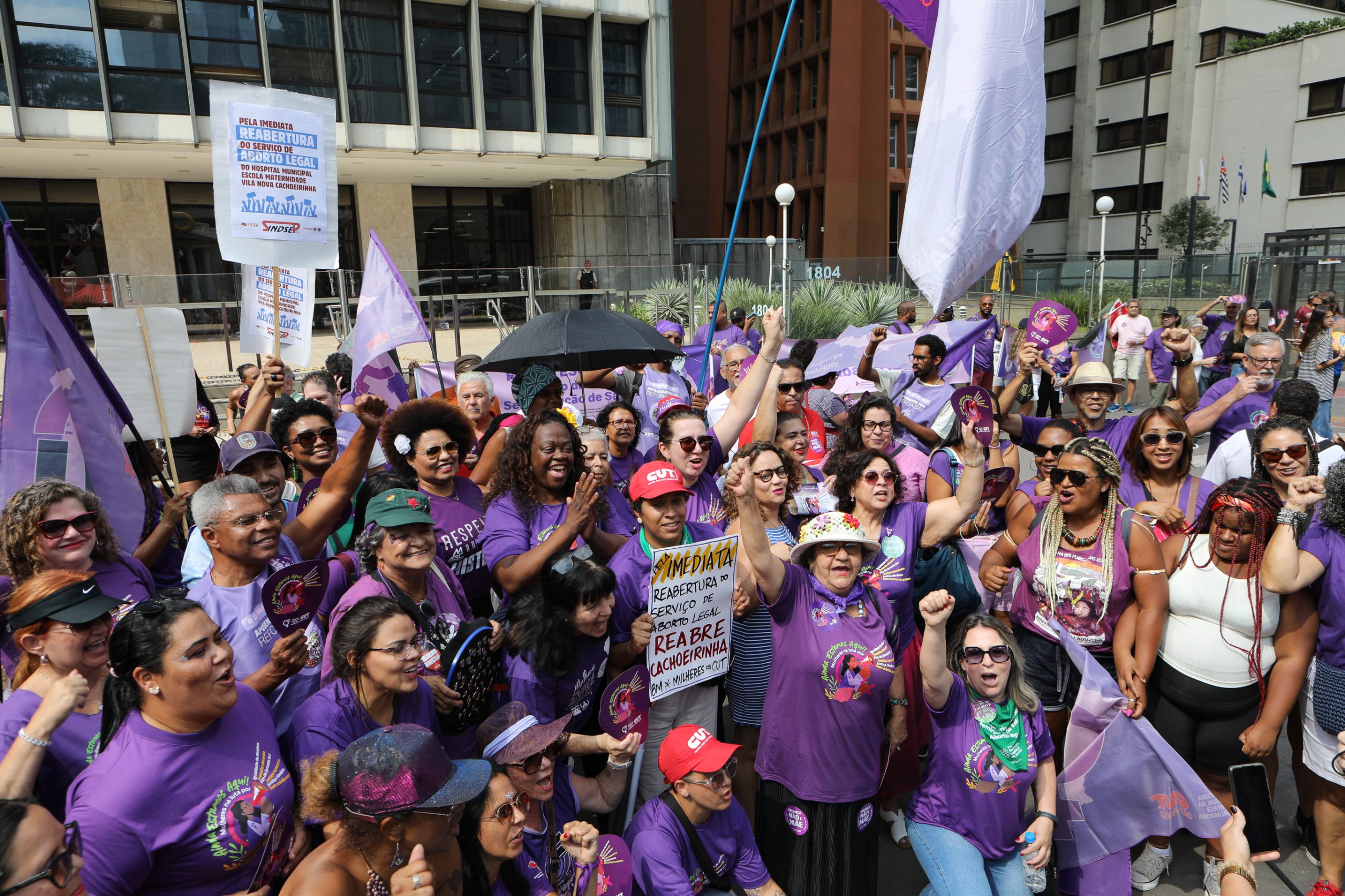 Dia Internacional das Mulheres ato na Av. Paulista concentração em frente o Banco Central e passeata até a Praça Osvaldo Cruz. Fotos Dino Santos. Brasil_08_03_2025.