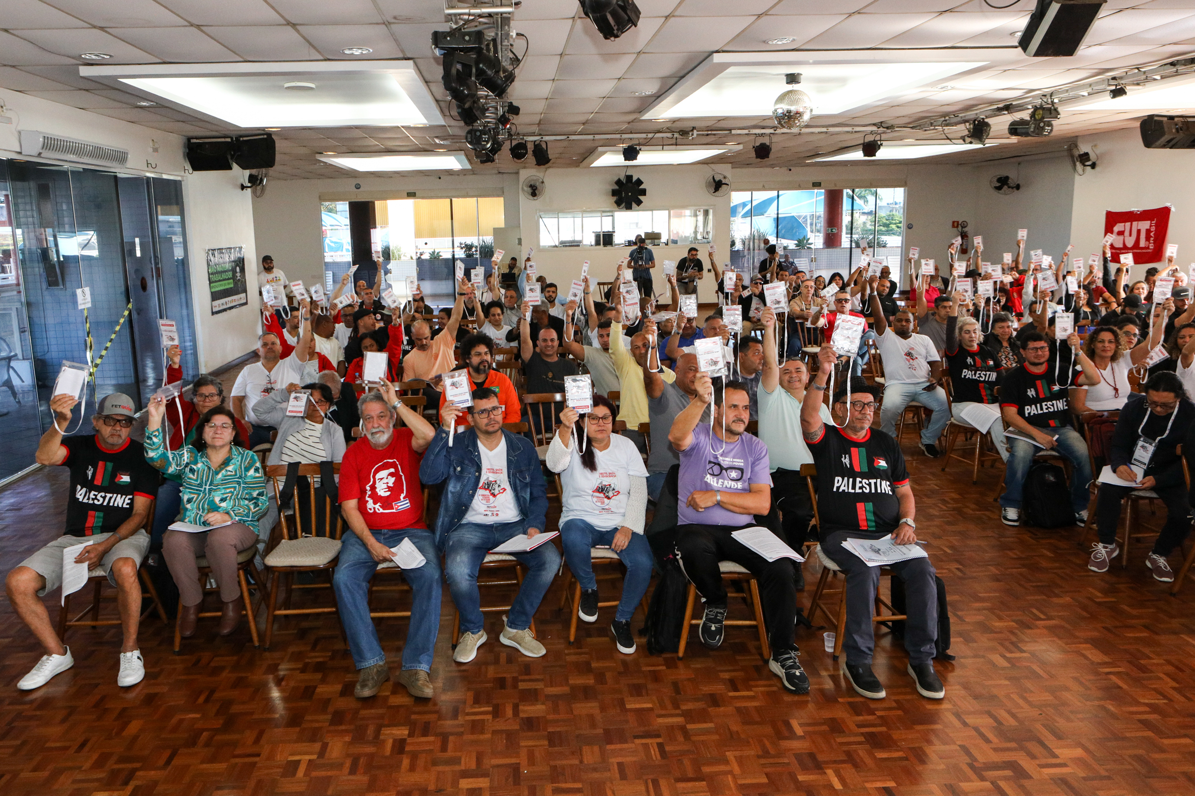 6º Congresso Estadual da Fetquim como slogan Direito, Saúde e Democracia realizado na Côlonia de Férias dos Viajantes. Av. Dos Sindicatos, 1083 Praia Grande-SP. Fotos Dino Santos. Brasil_25_06_2025.
