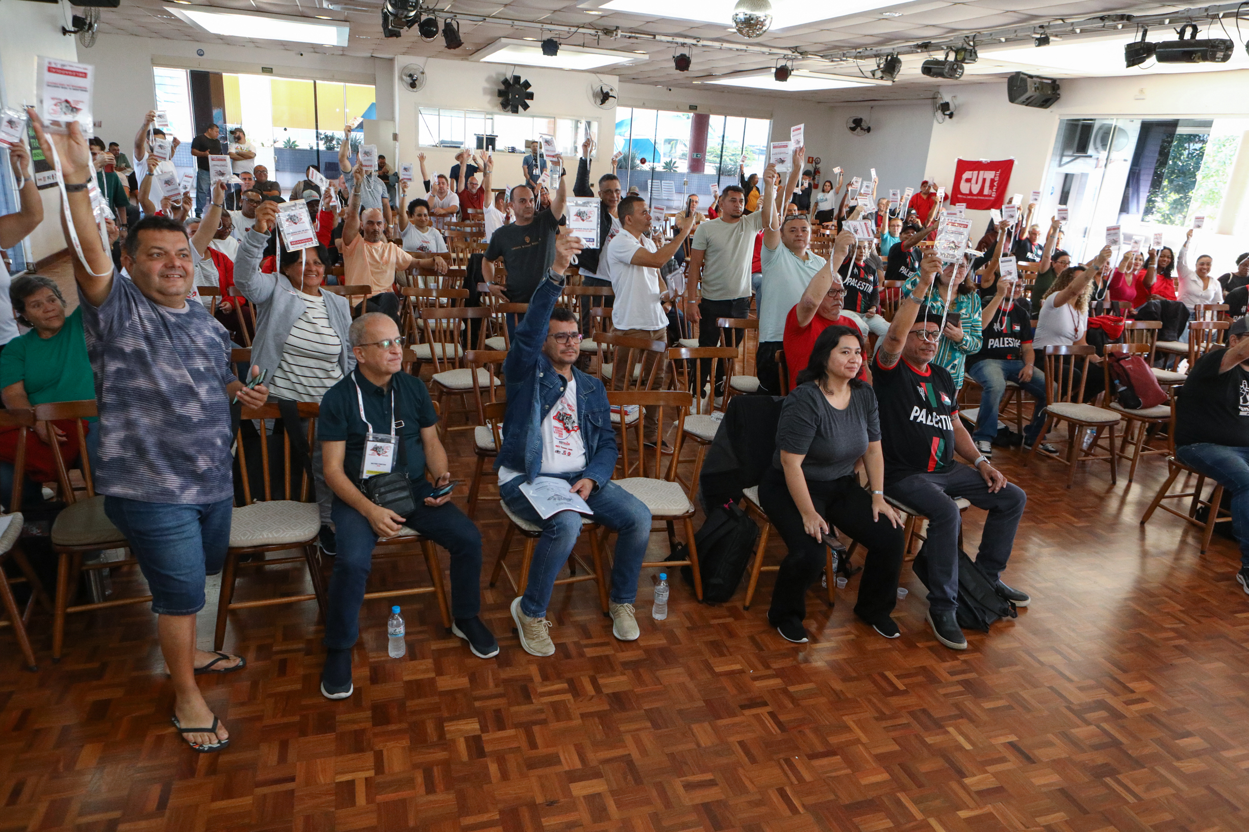 6º Congresso Estadual da Fetquim como slogan Direito, Saúde e Democracia realizado na Côlonia de Férias dos Viajantes. Av. Dos Sindicatos, 1083 Praia Grande-SP. Fotos Dino Santos. Brasil_25_06_2025.