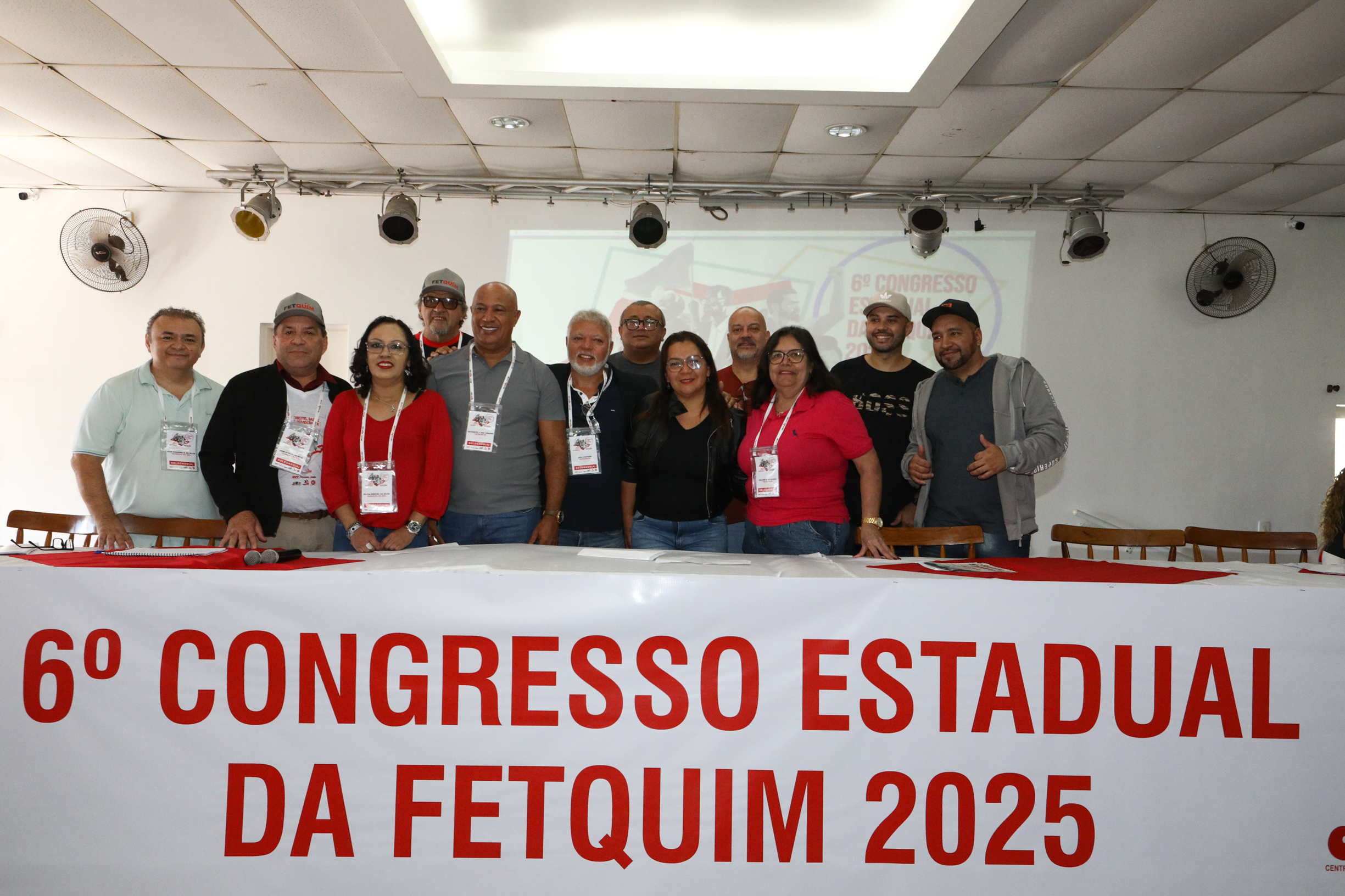 6º Congresso Estadual da Fetquim como slogan Direito, Saúde e Democracia realizado na Côlonia de Férias dos Viajantes. Av. Dos Sindicatos, 1083 Praia Grande-SP. Fotos Dino Santos. Brasil_25_06_2025.