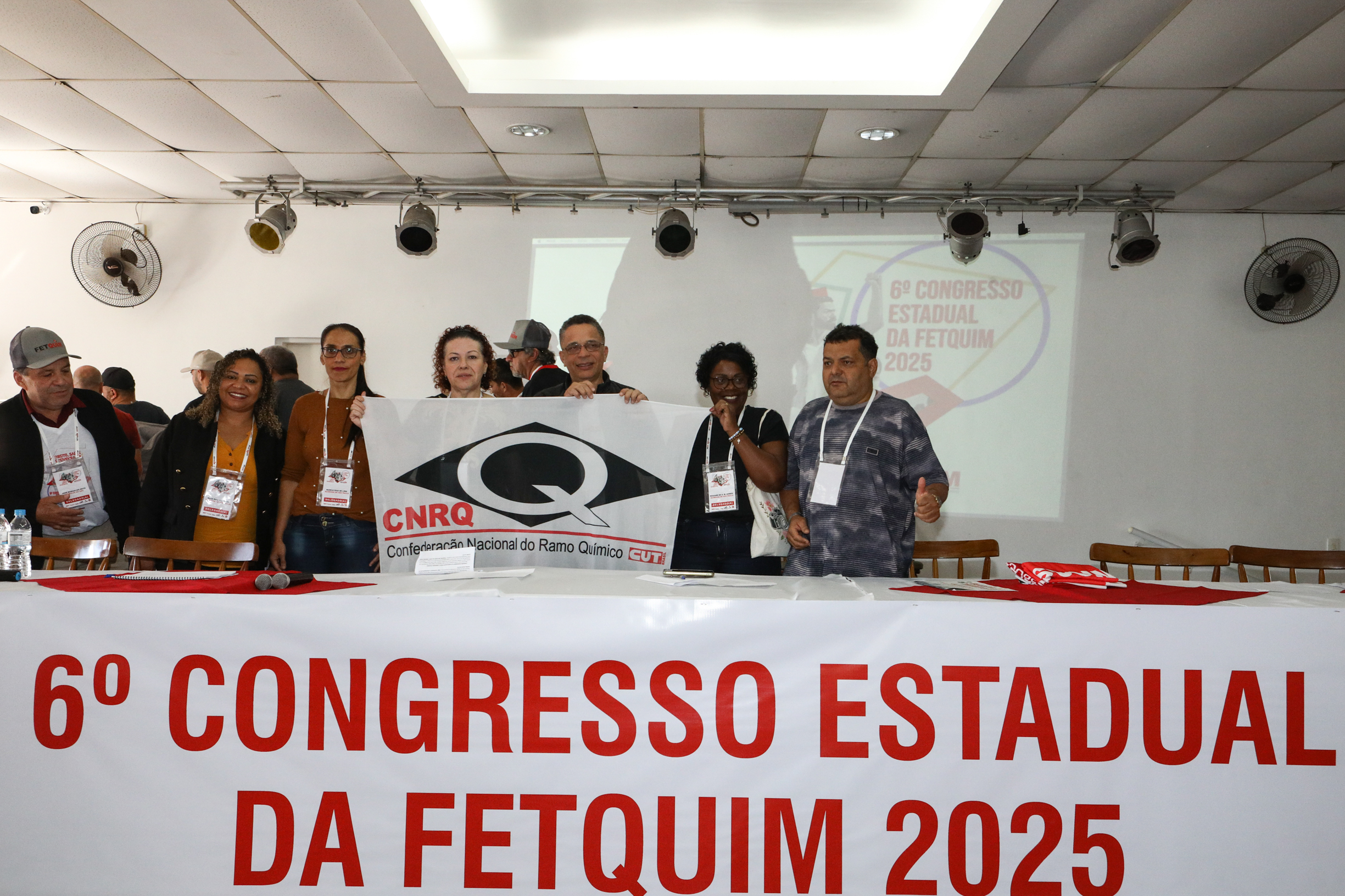 6º Congresso Estadual da Fetquim como slogan Direito, Saúde e Democracia realizado na Côlonia de Férias dos Viajantes. Av. Dos Sindicatos, 1083 Praia Grande-SP. Fotos Dino Santos. Brasil_25_06_2025.
