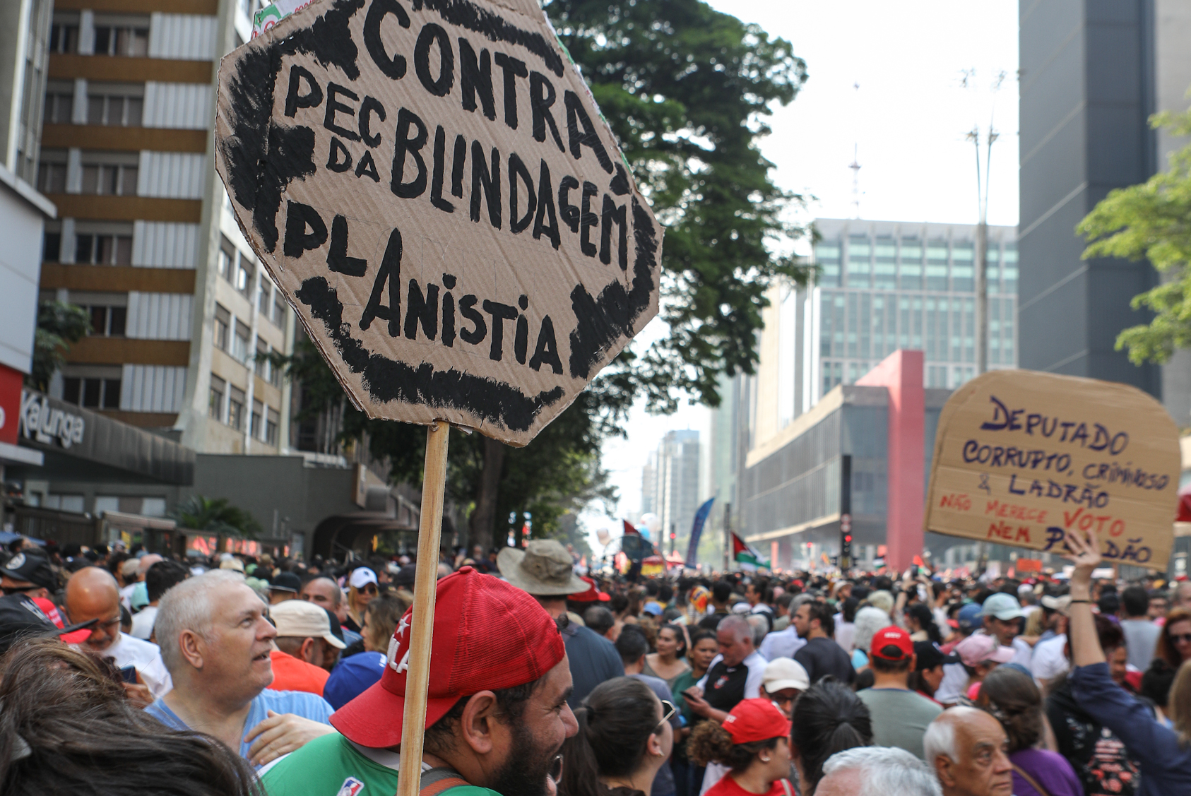 Ato sem anistia para a golpistas e nem PEC da Blindagem realizado na Av. Paulista. Fotos Dino Santos. Brasil_21_09_2025.