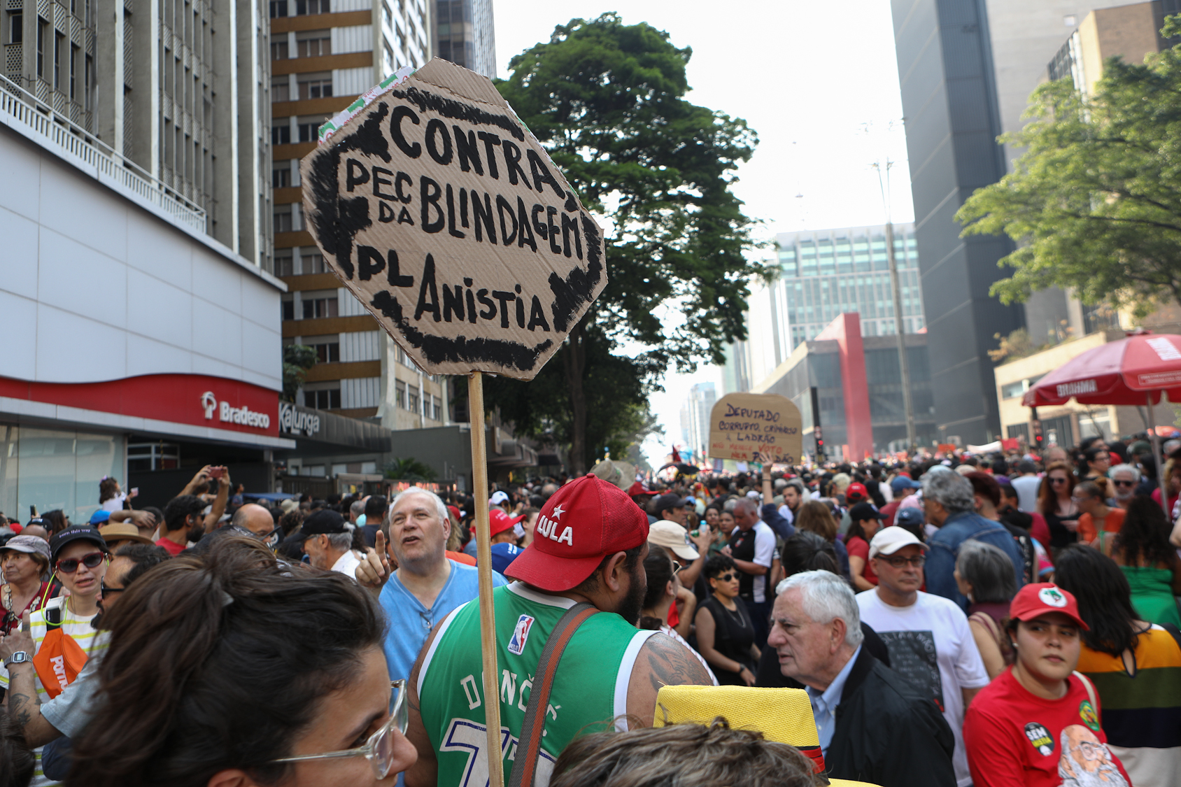 Ato sem anistia para a golpistas e nem PEC da Blindagem realizado na Av. Paulista. Fotos Dino Santos. Brasil_21_09_2025.