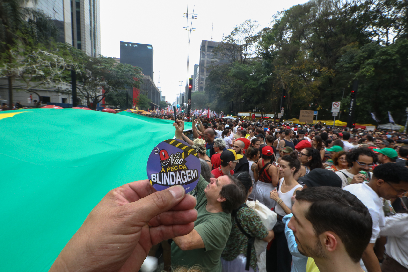 Ato sem anistia para a golpistas e nem PEC da Blindagem realizado na Av. Paulista. Fotos Dino Santos. Brasil_21_09_2025.
