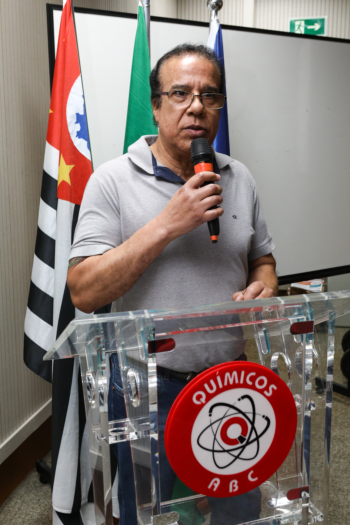 Assembleia para aprovar a pauta da campanha salarial 2025/2026 realizada na Sede do Sindicato dos Químicos do ABC. Rua Senador Fláquer, 813 - Centro de Santo André-SP. Fotos Dino Santos. Brasil_25_09_2025.