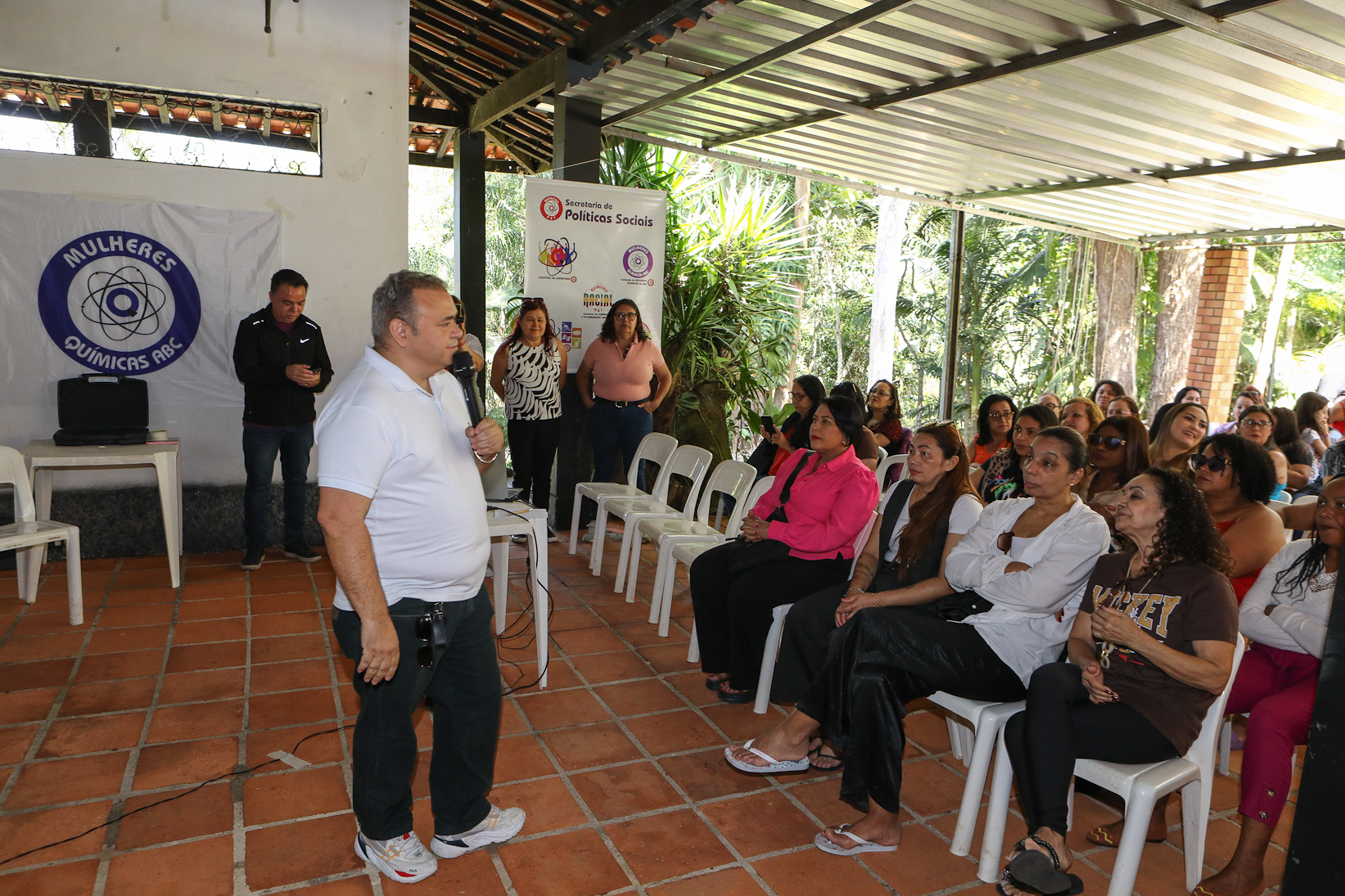Encerramento do encontro das mulheres trabalhadoras químicas do abc realizado na Chácara Fortaleza. Rua José Marion, 597 - Finco, São Bernardo do Campo-SP. Fotos Dino Santos. Brasil_25_10_2025.