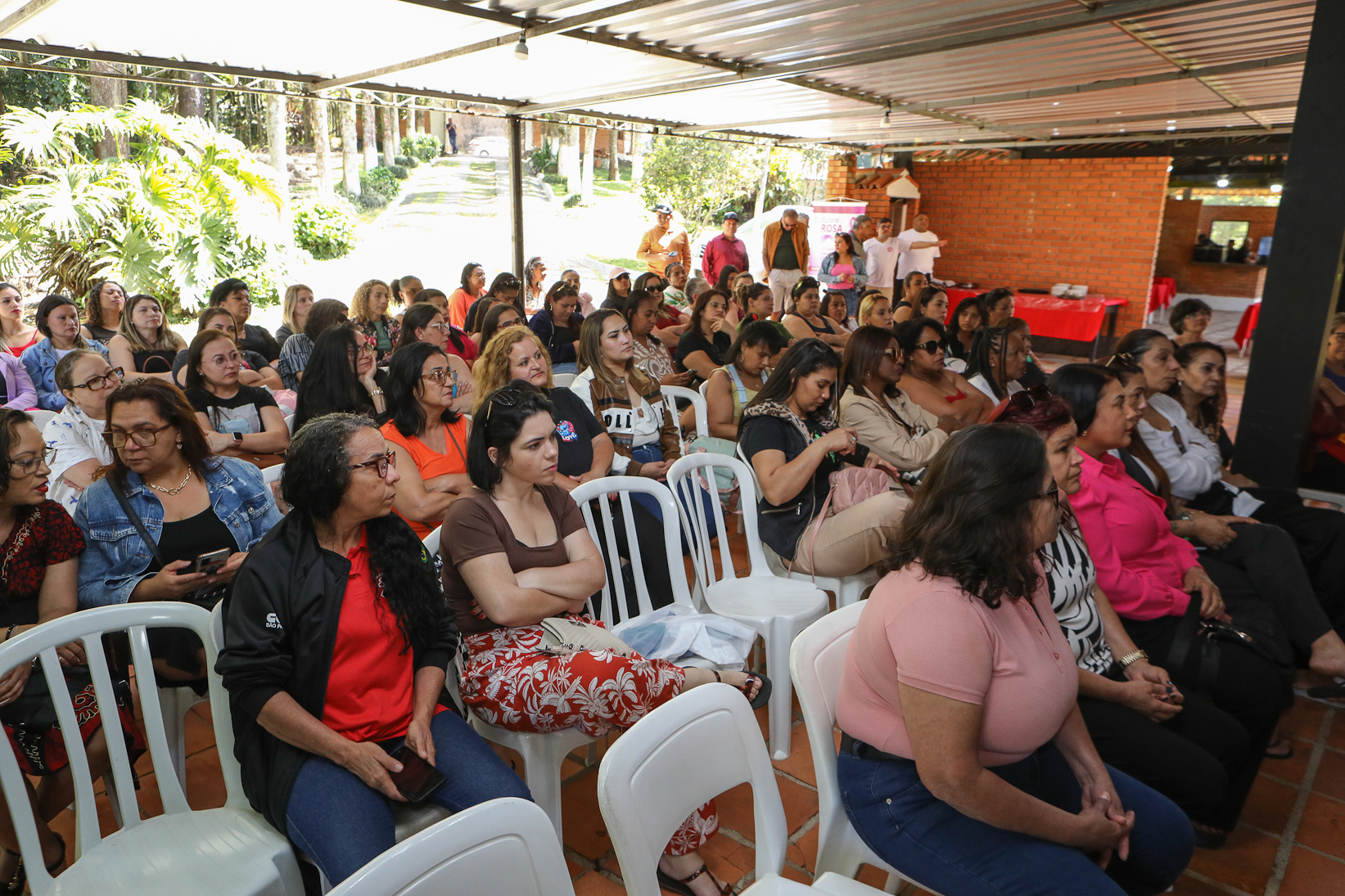 Encerramento do encontro das mulheres trabalhadoras químicas do abc realizado na Chácara Fortaleza. Rua José Marion, 597 - Finco, São Bernardo do Campo-SP. Fotos Dino Santos. Brasil_25_10_2025.