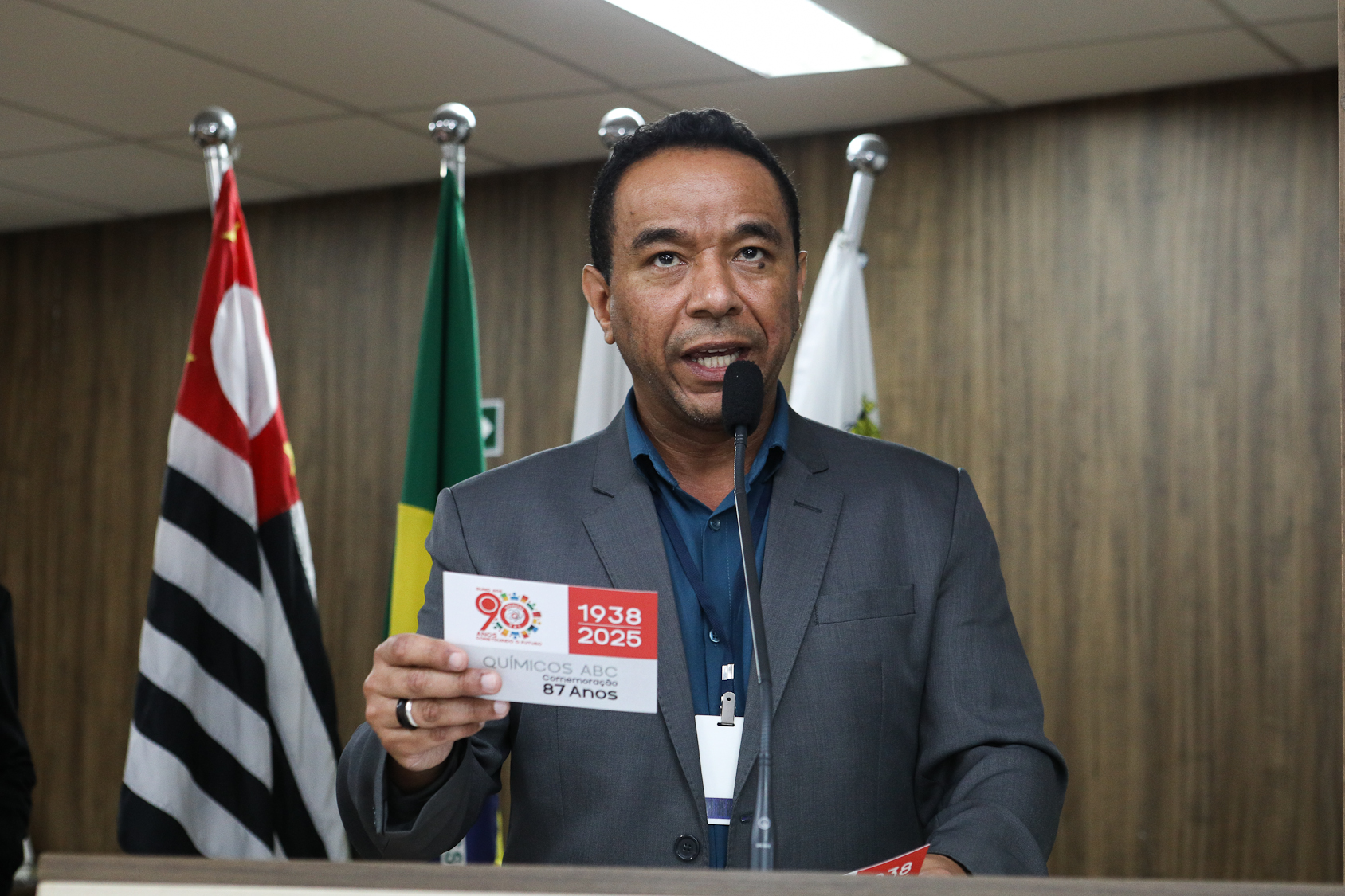 Homenagem ao Sindicato dos Químicos do ABC pelo aniversário de 87 anos com Diploma Legislativo de Honra ao Mérito Social pela autoria do vereador Orlando Vitoriano realizado na Câmara Municipal de Diadema. Av. Antonio Piranga, 474 - Centro de Diadema/SP. Fotos Dino Santos. Brasil_08_10_2025