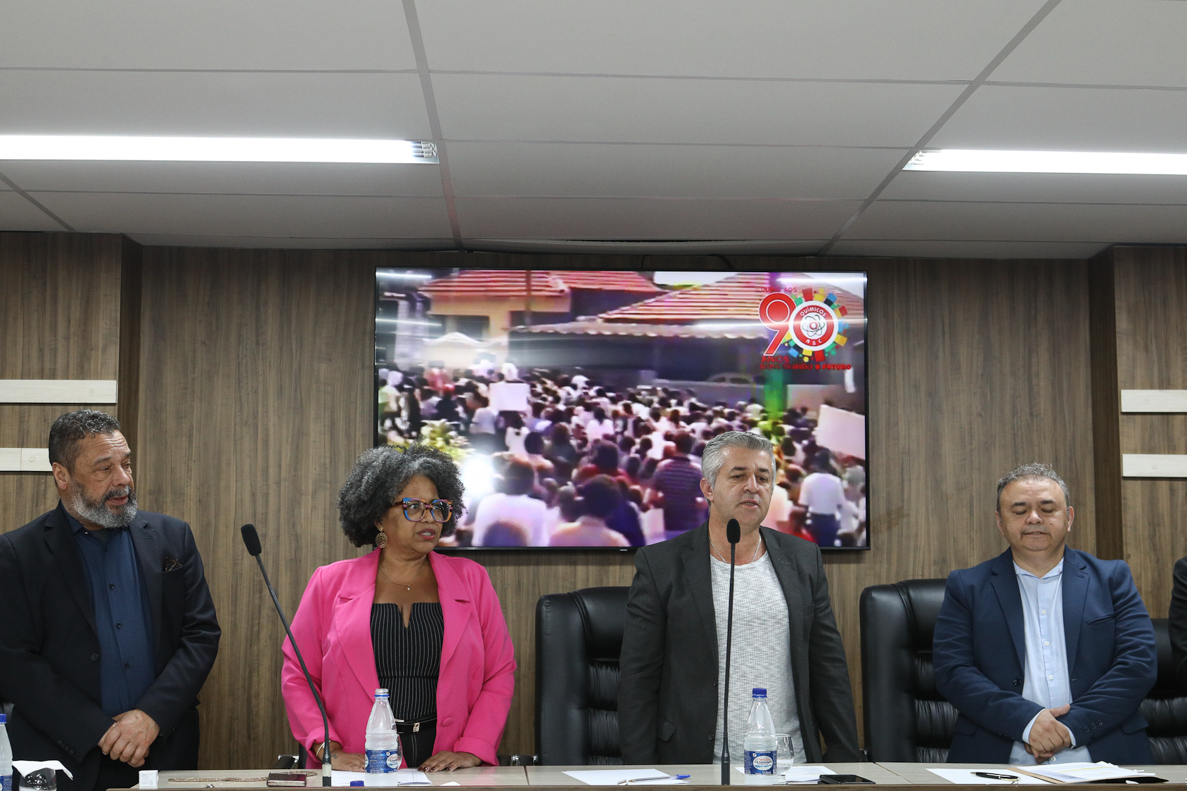 Homenagem ao Sindicato dos Químicos do ABC pelo aniversário de 87 anos com Diploma Legislativo de Honra ao Mérito Social pela autoria do vereador Orlando Vitoriano realizado na Câmara Municipal de Diadema. Av. Antonio Piranga, 474 - Centro de Diadema/SP. Fotos Dino Santos. Brasil_08_10_2025