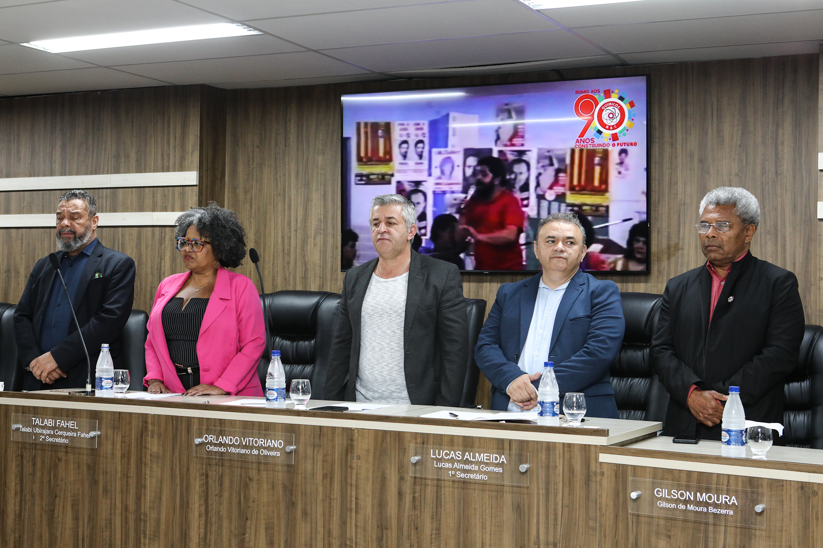 Homenagem ao Sindicato dos Químicos do ABC pelo aniversário de 87 anos com Diploma Legislativo de Honra ao Mérito Social pela autoria do vereador Orlando Vitoriano realizado na Câmara Municipal de Diadema. Av. Antonio Piranga, 474 - Centro de Diadema/SP. Fotos Dino Santos. Brasil_08_10_2025
