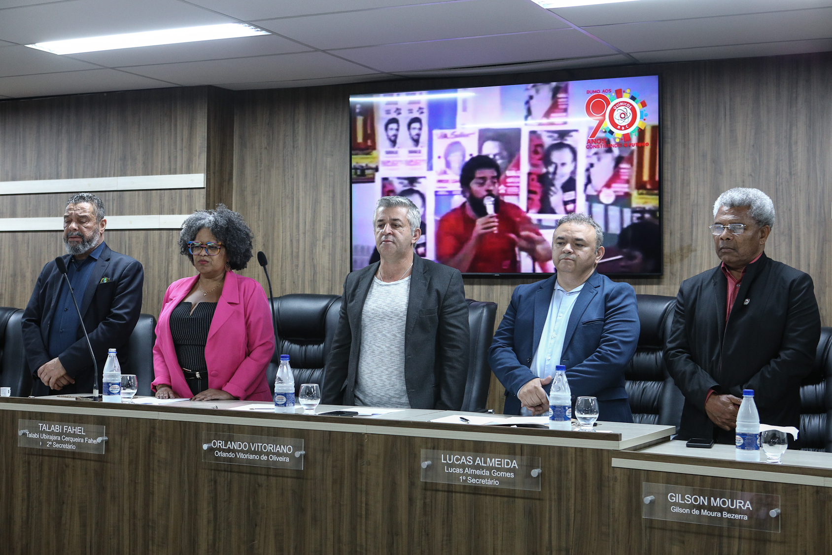 Homenagem ao Sindicato dos Químicos do ABC pelo aniversário de 87 anos com Diploma Legislativo de Honra ao Mérito Social pela autoria do vereador Orlando Vitoriano realizado na Câmara Municipal de Diadema. Av. Antonio Piranga, 474 - Centro de Diadema/SP. Fotos Dino Santos. Brasil_08_10_2025