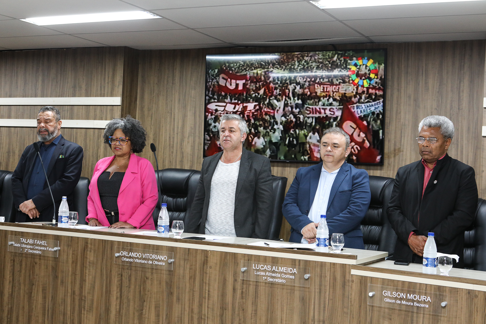 Homenagem ao Sindicato dos Químicos do ABC pelo aniversário de 87 anos com Diploma Legislativo de Honra ao Mérito Social pela autoria do vereador Orlando Vitoriano realizado na Câmara Municipal de Diadema. Av. Antonio Piranga, 474 - Centro de Diadema/SP. Fotos Dino Santos. Brasil_08_10_2025