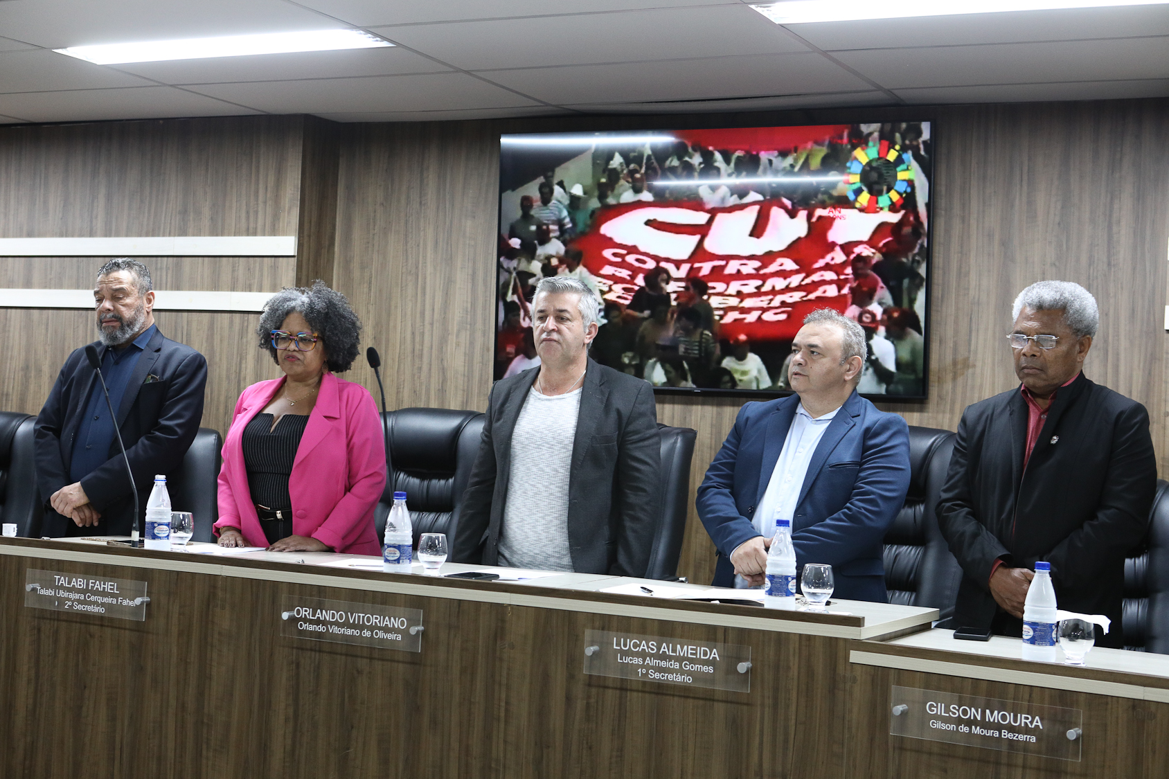 Homenagem ao Sindicato dos Químicos do ABC pelo aniversário de 87 anos com Diploma Legislativo de Honra ao Mérito Social pela autoria do vereador Orlando Vitoriano realizado na Câmara Municipal de Diadema. Av. Antonio Piranga, 474 - Centro de Diadema/SP. Fotos Dino Santos. Brasil_08_10_2025