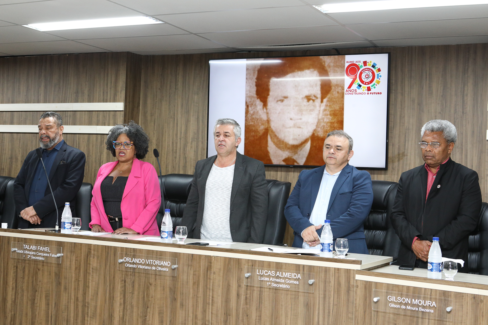 Homenagem ao Sindicato dos Químicos do ABC pelo aniversário de 87 anos com Diploma Legislativo de Honra ao Mérito Social pela autoria do vereador Orlando Vitoriano realizado na Câmara Municipal de Diadema. Av. Antonio Piranga, 474 - Centro de Diadema/SP. Fotos Dino Santos. Brasil_08_10_2025