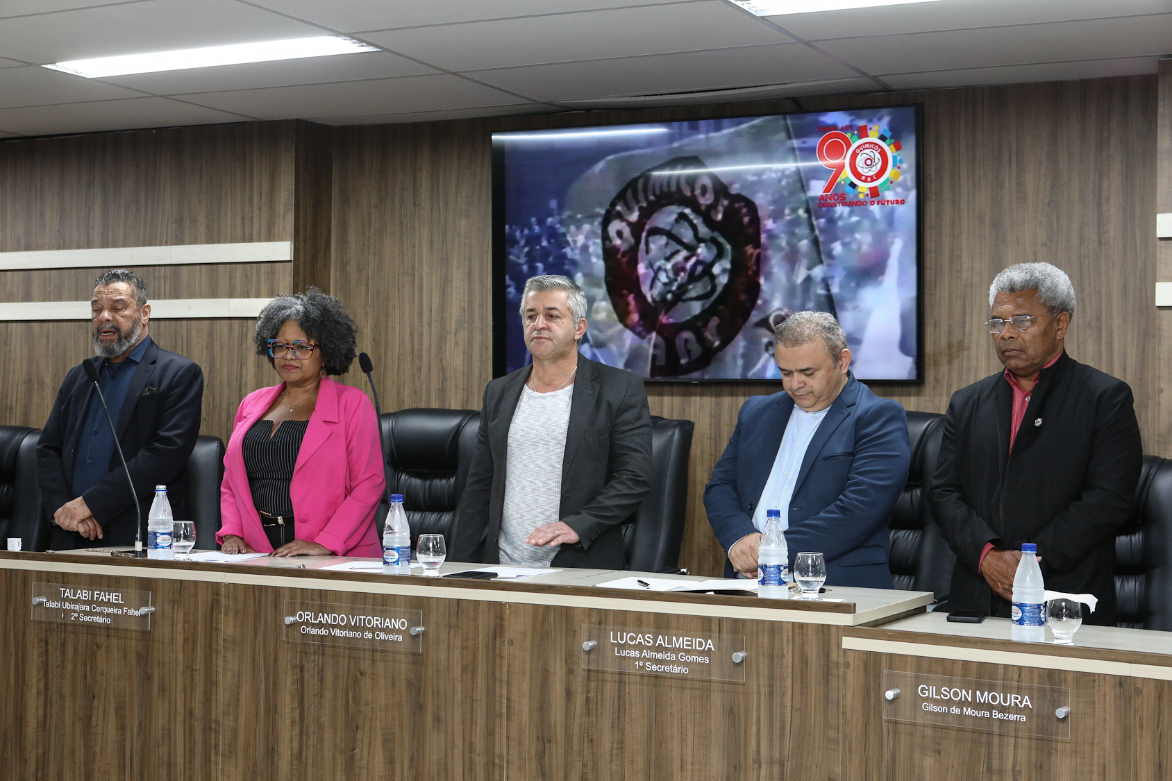 Homenagem ao Sindicato dos Químicos do ABC pelo aniversário de 87 anos com Diploma Legislativo de Honra ao Mérito Social pela autoria do vereador Orlando Vitoriano realizado na Câmara Municipal de Diadema. Av. Antonio Piranga, 474 - Centro de Diadema/SP. Fotos Dino Santos. Brasil_08_10_2025