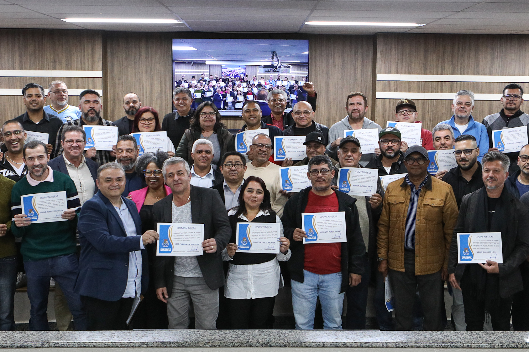 Homenagem ao Sindicato dos Químicos do ABC pelo aniversário de 87 anos com Diploma Legislativo de Honra ao Mérito Social pela autoria do vereador Orlando Vitoriano realizado na Câmara Municipal de Diadema. Av. Antonio Piranga, 474 - Centro de Diadema/SP. Fotos Dino Santos. Brasil_08_10_2025