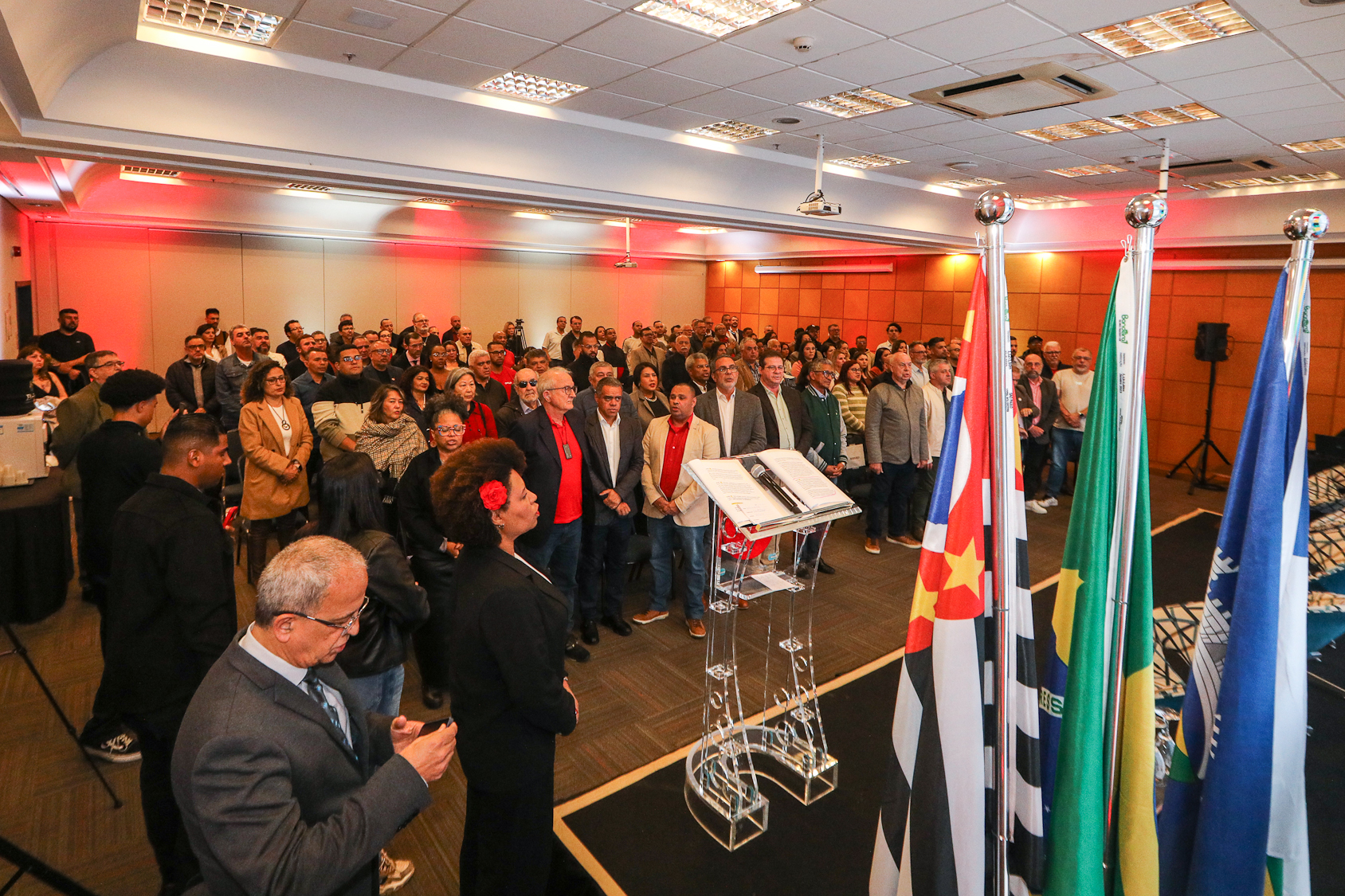 Abertura do lançamento Rumo aos 90 anos do Sindicato dos Químicos do ABC realizado no Hotel Braston. Av. Industrial, 885 -  Santo André/SP. Fotos Dino Santos. Brasil_10_10_2025.