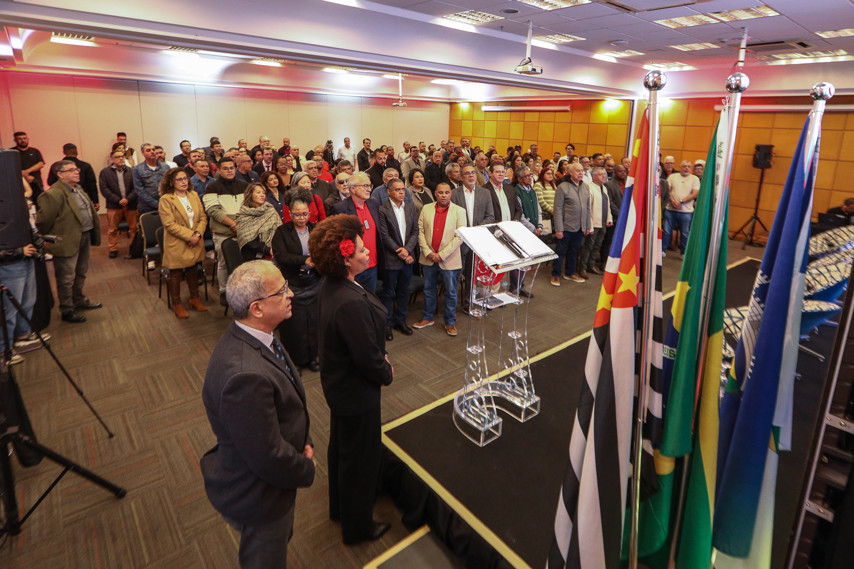 Abertura do lançamento Rumo aos 90 anos do Sindicato dos Químicos do ABC realizado no Hotel Braston. Av. Industrial, 885 -  Santo André/SP. Fotos Dino Santos. Brasil_10_10_2025.