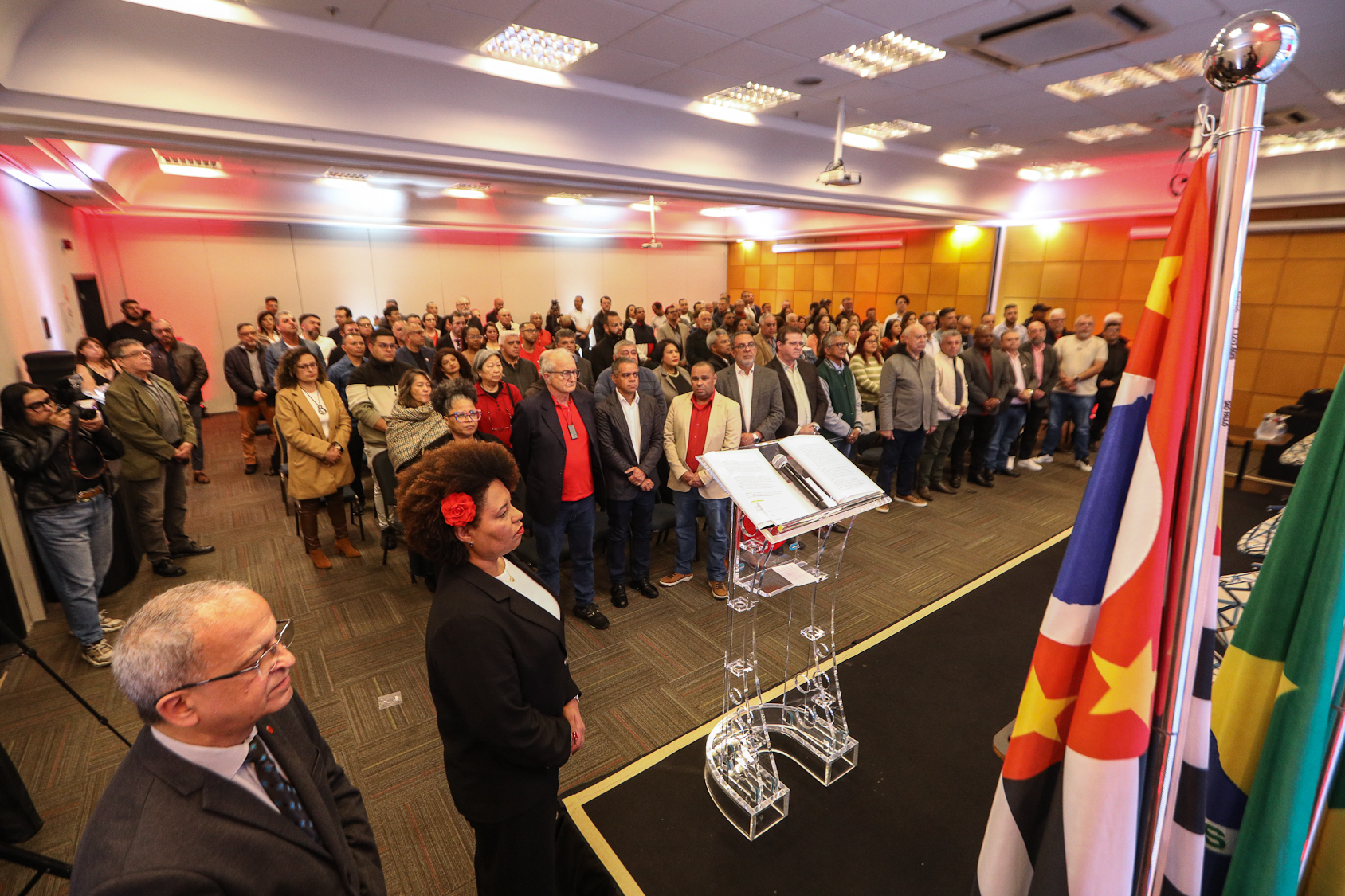 Abertura do lançamento Rumo aos 90 anos do Sindicato dos Químicos do ABC realizado no Hotel Braston. Av. Industrial, 885 -  Santo André/SP. Fotos Dino Santos. Brasil_10_10_2025.