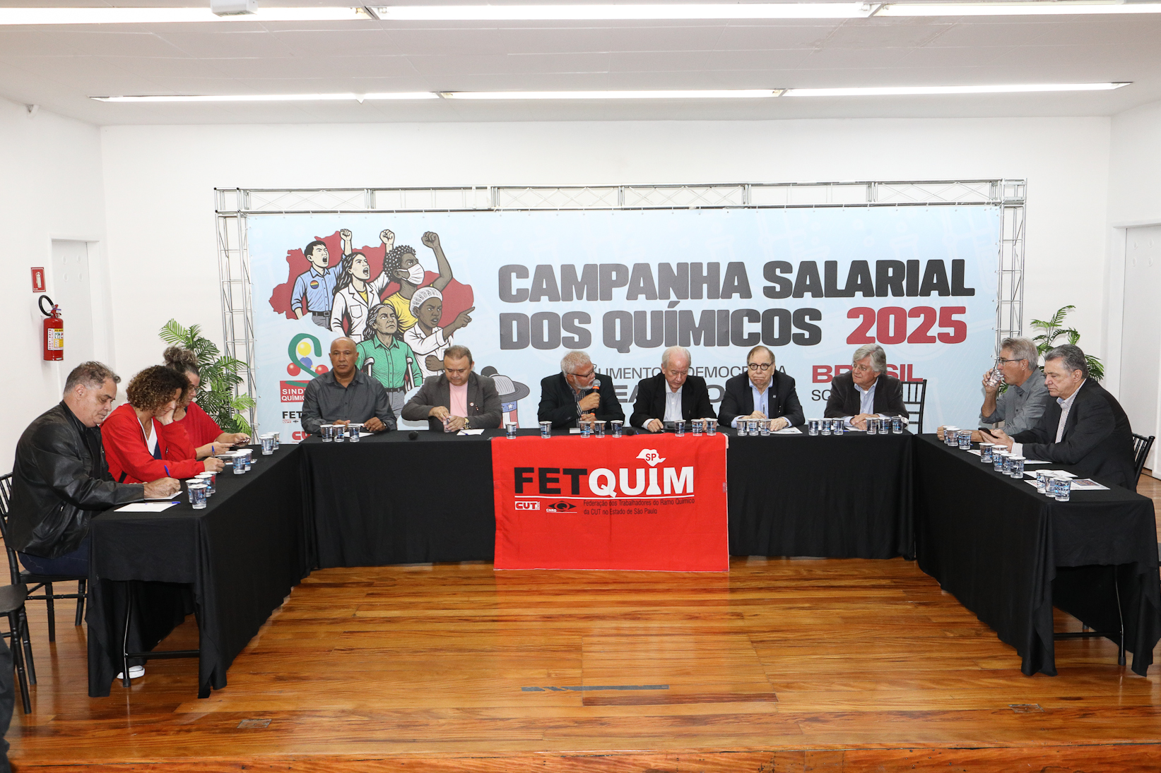 Rodada de negociação da campanha salarial de 2025/2026 do setor químico realizado no Sindicato dos Químicos de São Paulo. Rua Tamandaré, 348 - Liberdade, São Paulo/SP. Fotos Dino Santos. Brasil_31_10_2025.