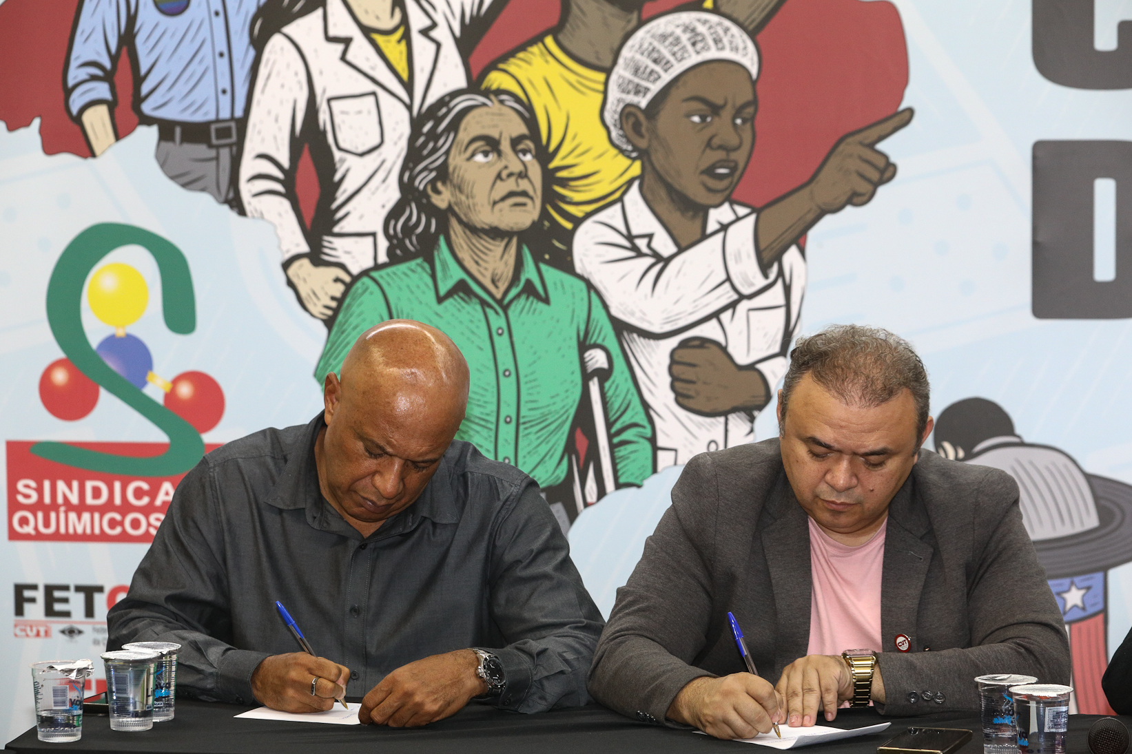 Rodada de negociação da campanha salarial de 2025/2026 do setor químico realizado no Sindicato dos Químicos de São Paulo. Rua Tamandaré, 348 - Liberdade, São Paulo/SP. Fotos Dino Santos. Brasil_31_10_2025.