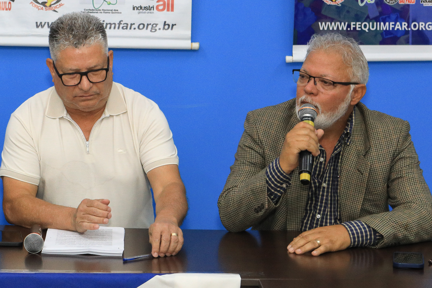 Assinatura do acordo coletivo do setor químico 2025/2026 na FEQUIMFAR. Rua Tamandaré, 120 - Liberdade/SP. Fotos Dino Santos. Brasil_13_11_2025.