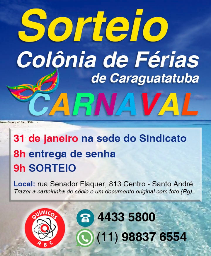 sorteio Colônia de Férias Carnaval