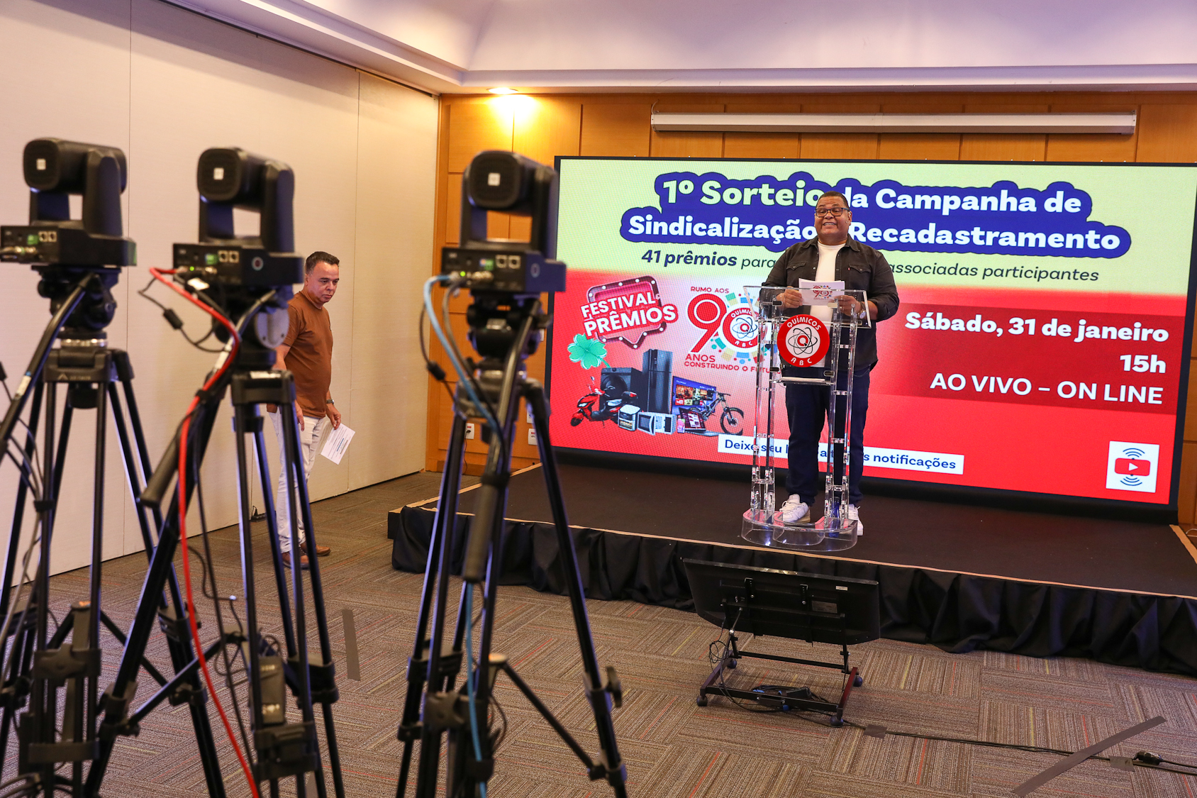 1º Sorteio da Campanha de Sindicalização e Recadastramento festival de prêmios realizado o sorteio no Hotel Bristol. Av. Industrial, 885 - Santo André/SP. Fotos Dino Santos. Brasil_31_01_2026.