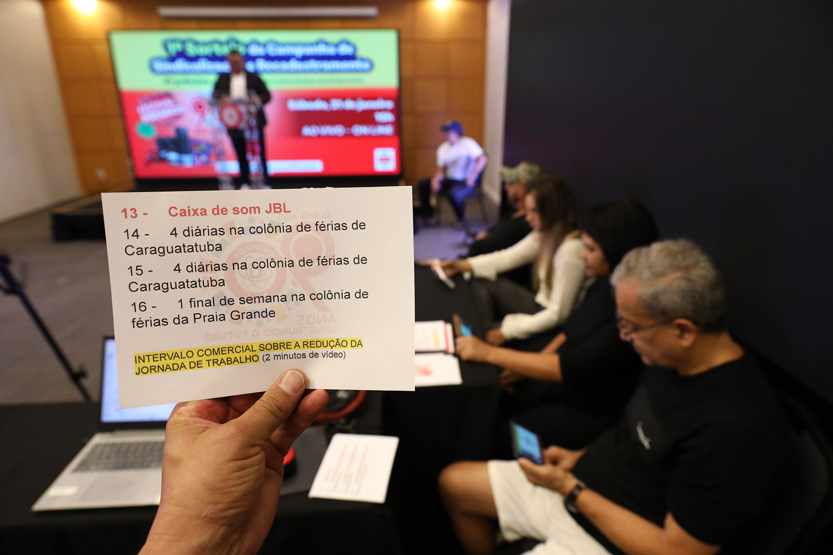 1º Sorteio da Campanha de Sindicalização e Recadastramento festival de prêmios realizado o sorteio no Hotel Bristol. Av. Industrial, 885 - Santo André/SP. Fotos Dino Santos. Brasil_31_01_2026.