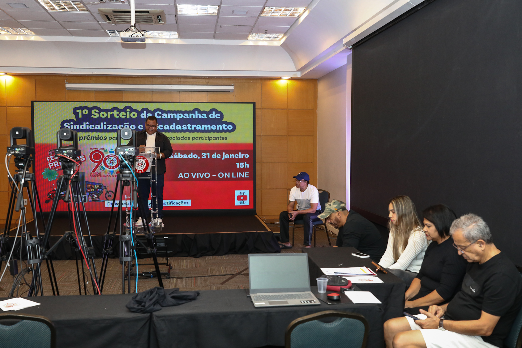1º Sorteio da Campanha de Sindicalização e Recadastramento festival de prêmios realizado o sorteio no Hotel Bristol. Av. Industrial, 885 - Santo André/SP. Fotos Dino Santos. Brasil_31_01_2026.