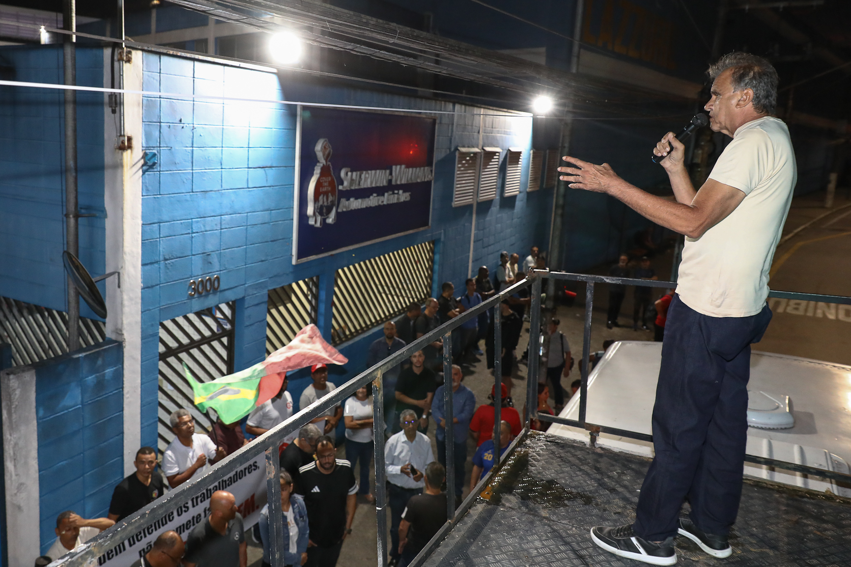 Ato contra a demissão do representante dos trabalhadores por injusta causa na Sherwin Williams. Estrada do Montanhão, 3.000 - São Bernardo do Campo/SP. Fotos Dino Santos. Brasil_13_02_2026.