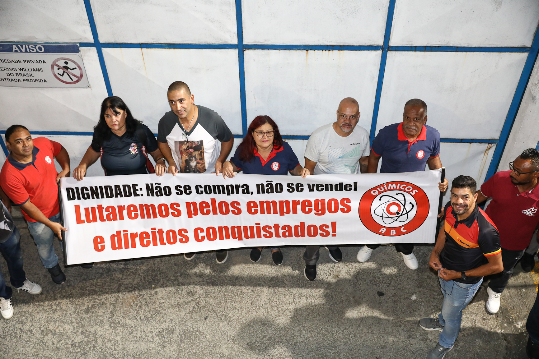 Ato contra a demissão do representante dos trabalhadores por injusta causa na Sherwin Williams. Estrada do Montanhão, 3.000 - São Bernardo do Campo/SP. Fotos Dino Santos. Brasil_13_02_2026.
