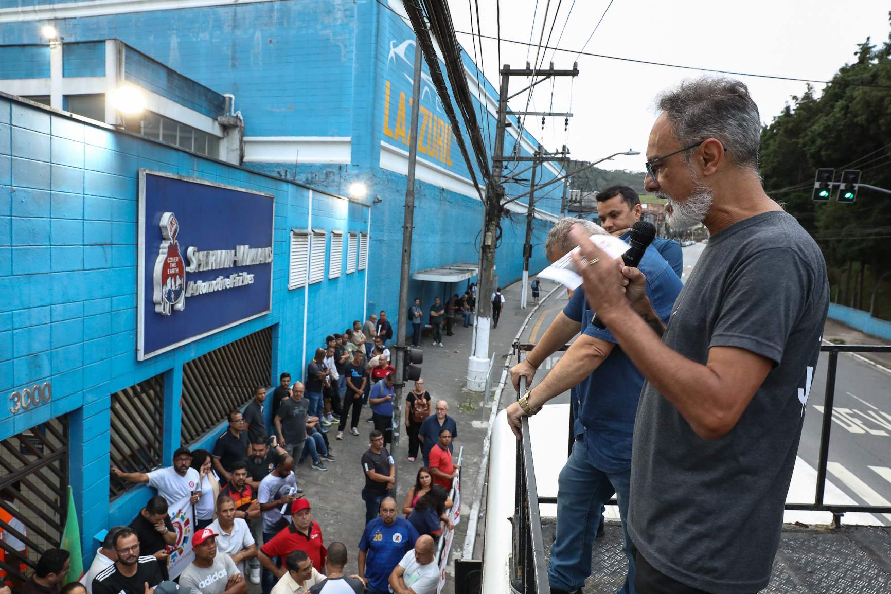 Ato contra a demissão do representante dos trabalhadores por injusta causa na Sherwin Williams. Estrada do Montanhão, 3.000 - São Bernardo do Campo/SP. Fotos Dino Santos. Brasil_13_02_2026.