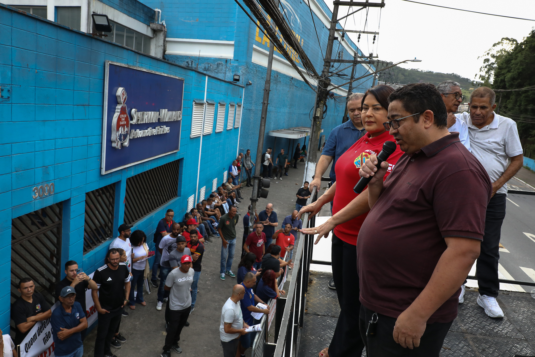 Ato contra a demissão do representante dos trabalhadores por injusta causa na Sherwin Williams. Estrada do Montanhão, 3.000 - São Bernardo do Campo/SP. Fotos Dino Santos. Brasil_13_02_2026.