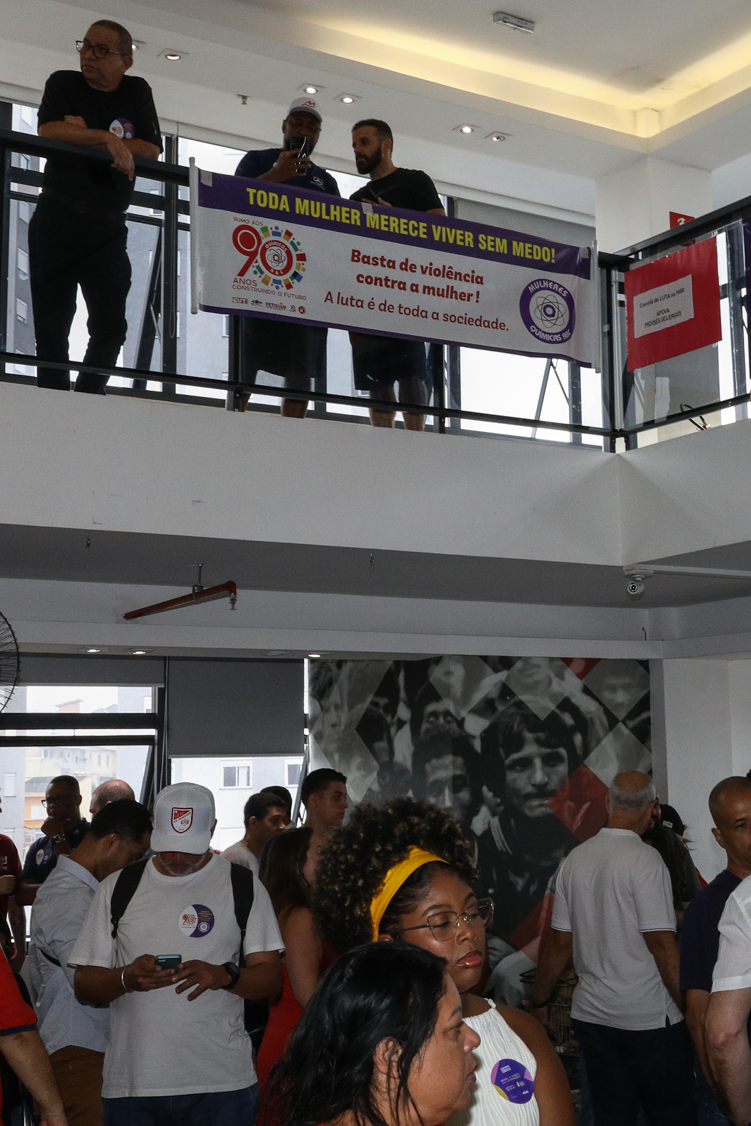 Lançamento da cartilha papo de homen contra a violência a mulher no Sindicato dos Metelúrgicos do ABC com a presensa da ministra das Mulheres do Governo Federal, Márcia Lopes realizado no Sindicato dos Metalúrgicos do ABC. Rua João Basso, 231 - Centro de SBC/SP. Fotos Dino Santos. Brasil_19_03_2026.