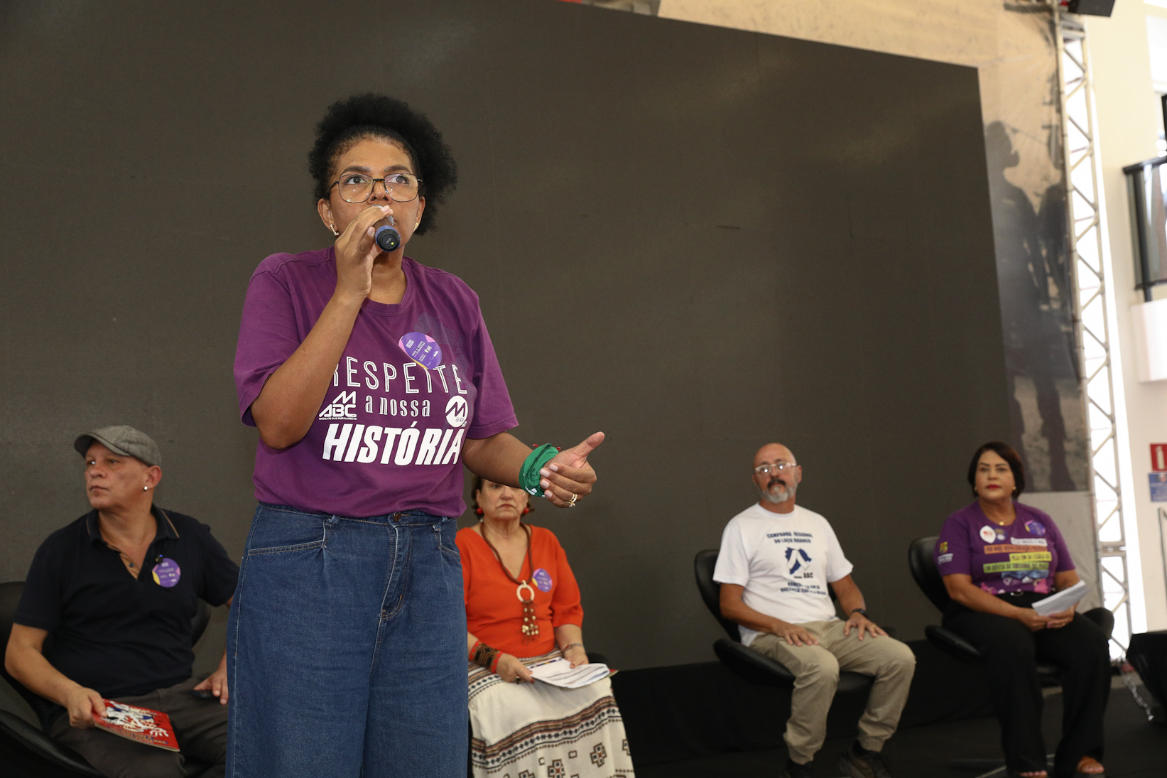 Lançamento da cartilha papo de homen contra a violência a mulher no Sindicato dos Metelúrgicos do ABC com a presensa da ministra das Mulheres do Governo Federal, Márcia Lopes realizado no Sindicato dos Metalúrgicos do ABC. Rua João Basso, 231 - Centro de SBC/SP. Fotos Dino Santos. Brasil_19_03_2026.